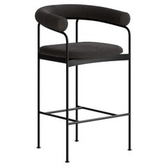 Counter Stool 'BAIA' by Kensaku Oshiro x DK3, Black Frame, Grey Fabric