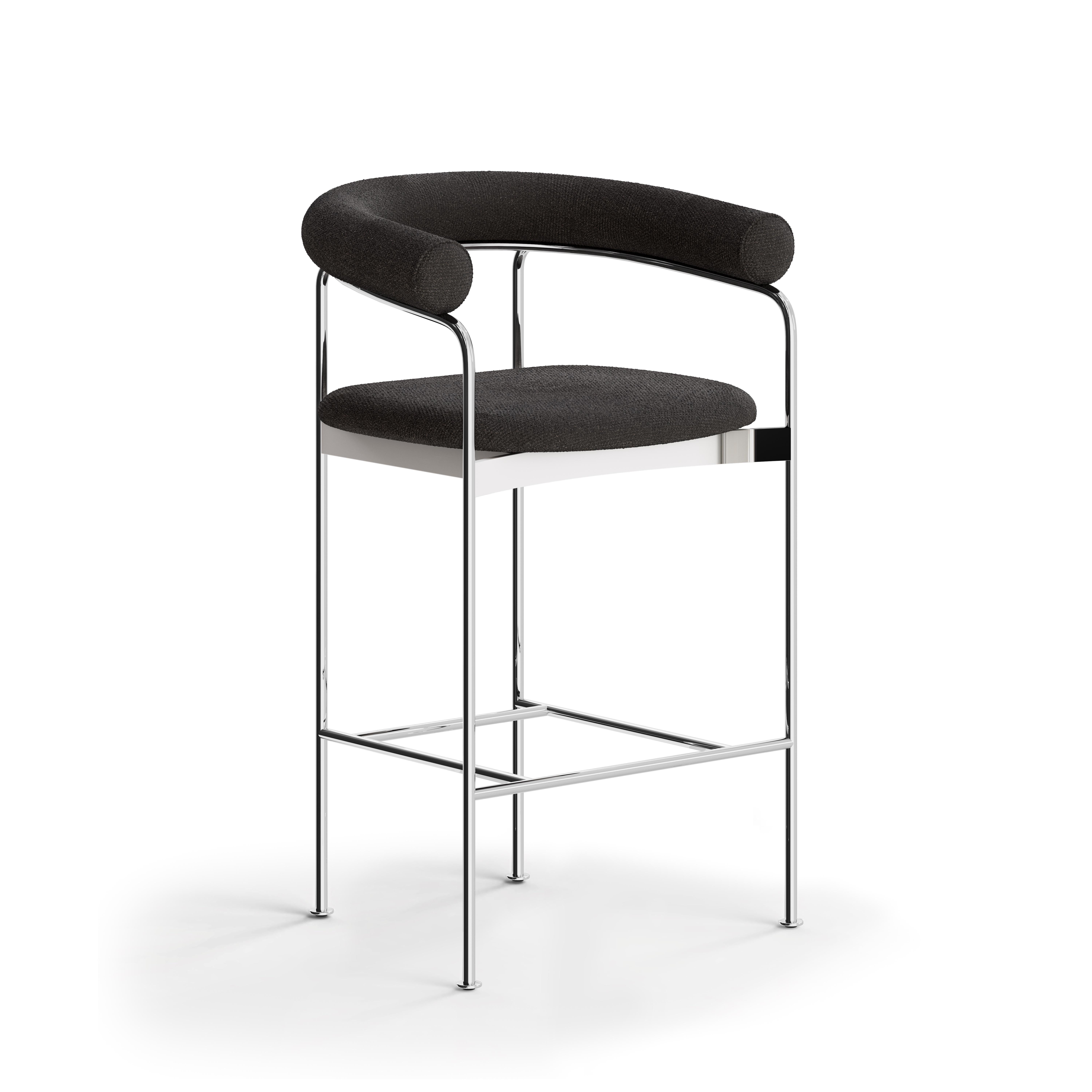 BAIA Counter Stool
Steel frame, wooden or upholstered backrest

Model shown on main image:
Frame: Chrome
Backrest: Fabric
Fabric: Balmoral 91

Dimensions:
H. 89 x 58 x 50 cm / Seat height: 66 cm
H. 35.04 x 22.83 x 19.69 in / Seat height: 25.98