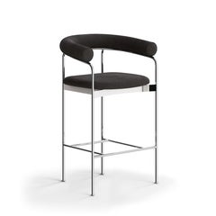 Taburete de mostrador 'BAIA' de Kensaku Oshiro x DK3, Estructura cromada, Tela gris