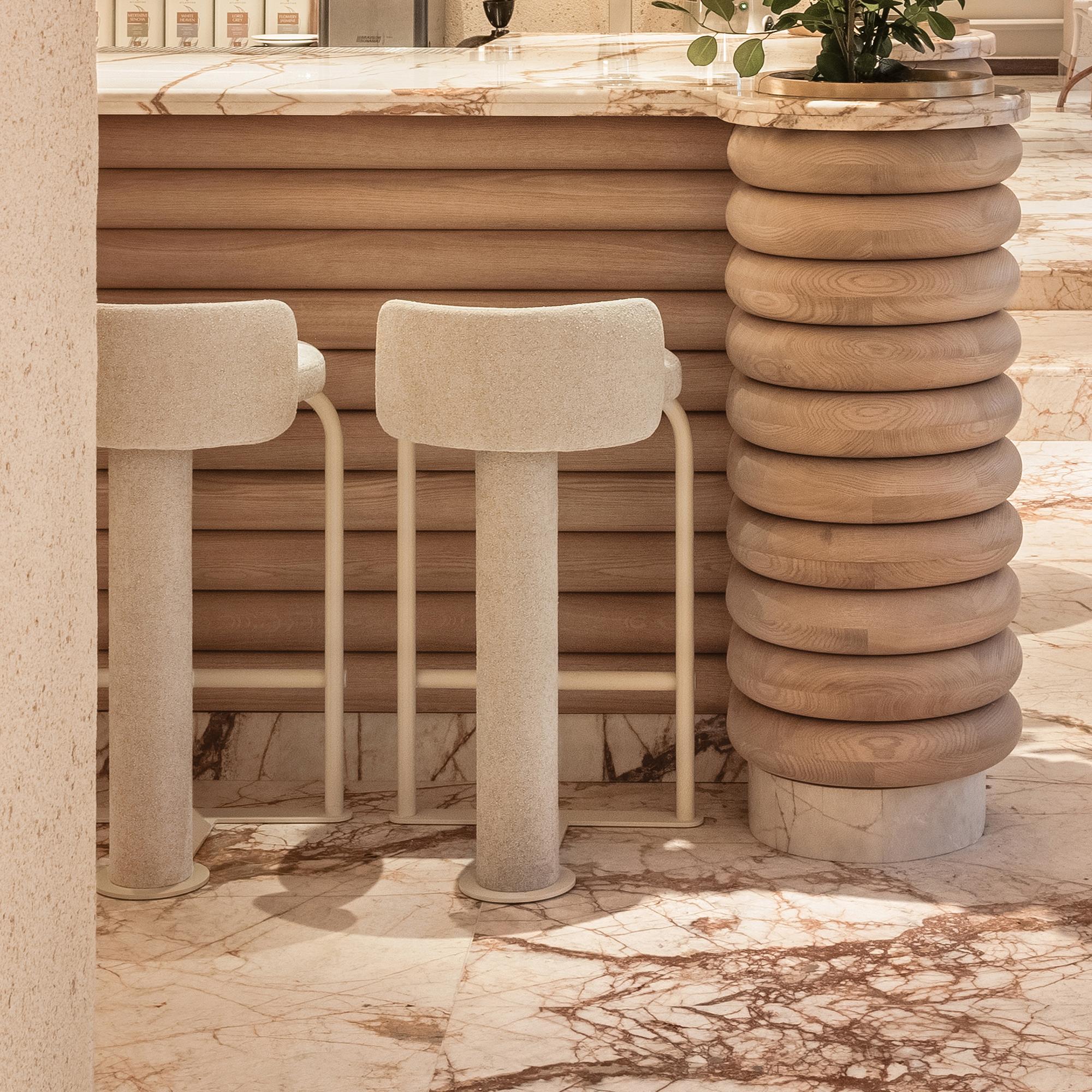 Metal Counter Stool Fox in Abaca Fabric by Woo - Stylish Designer Seating For Sale
