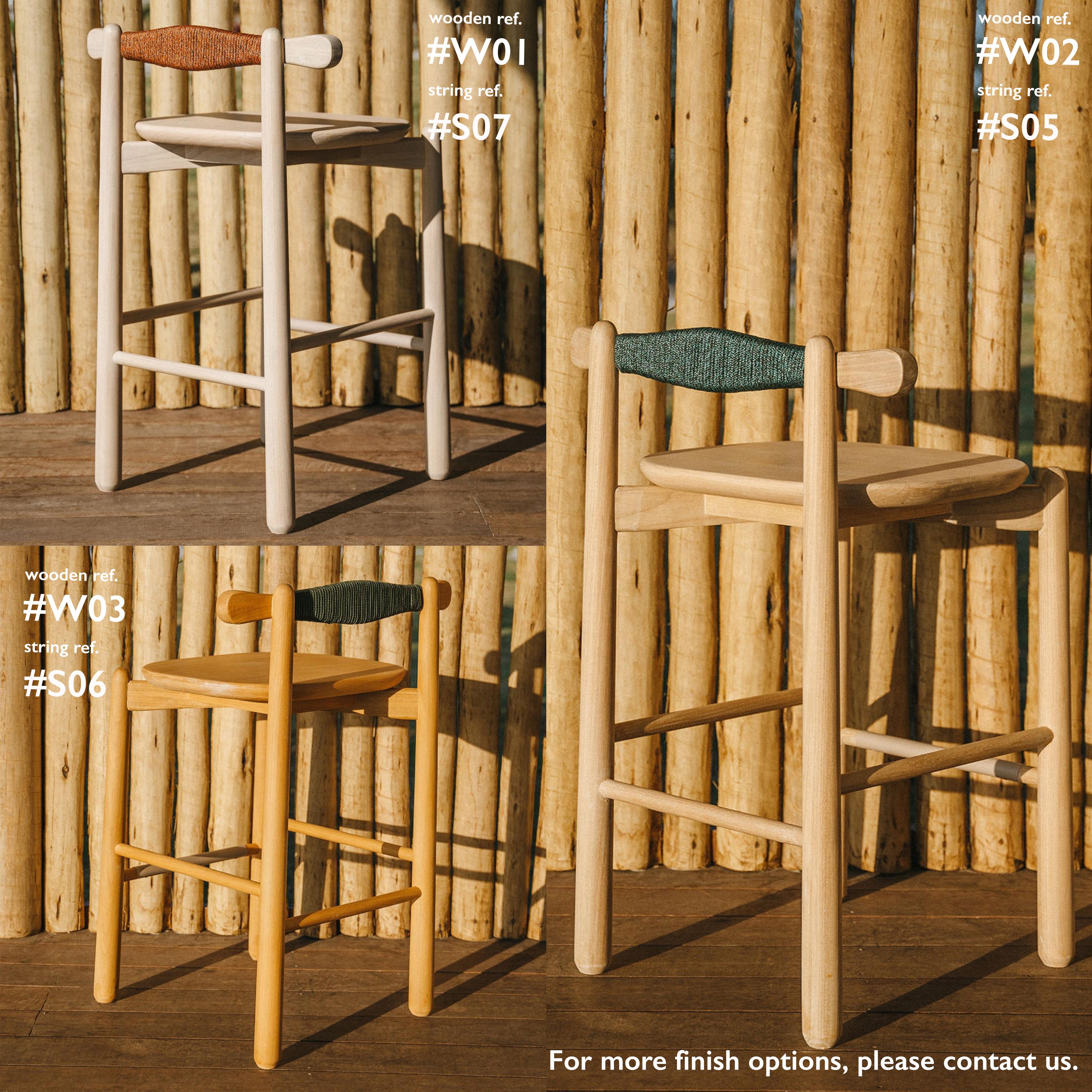 Organic Modern Counter Stool Uçá. All solid wood. For Sale