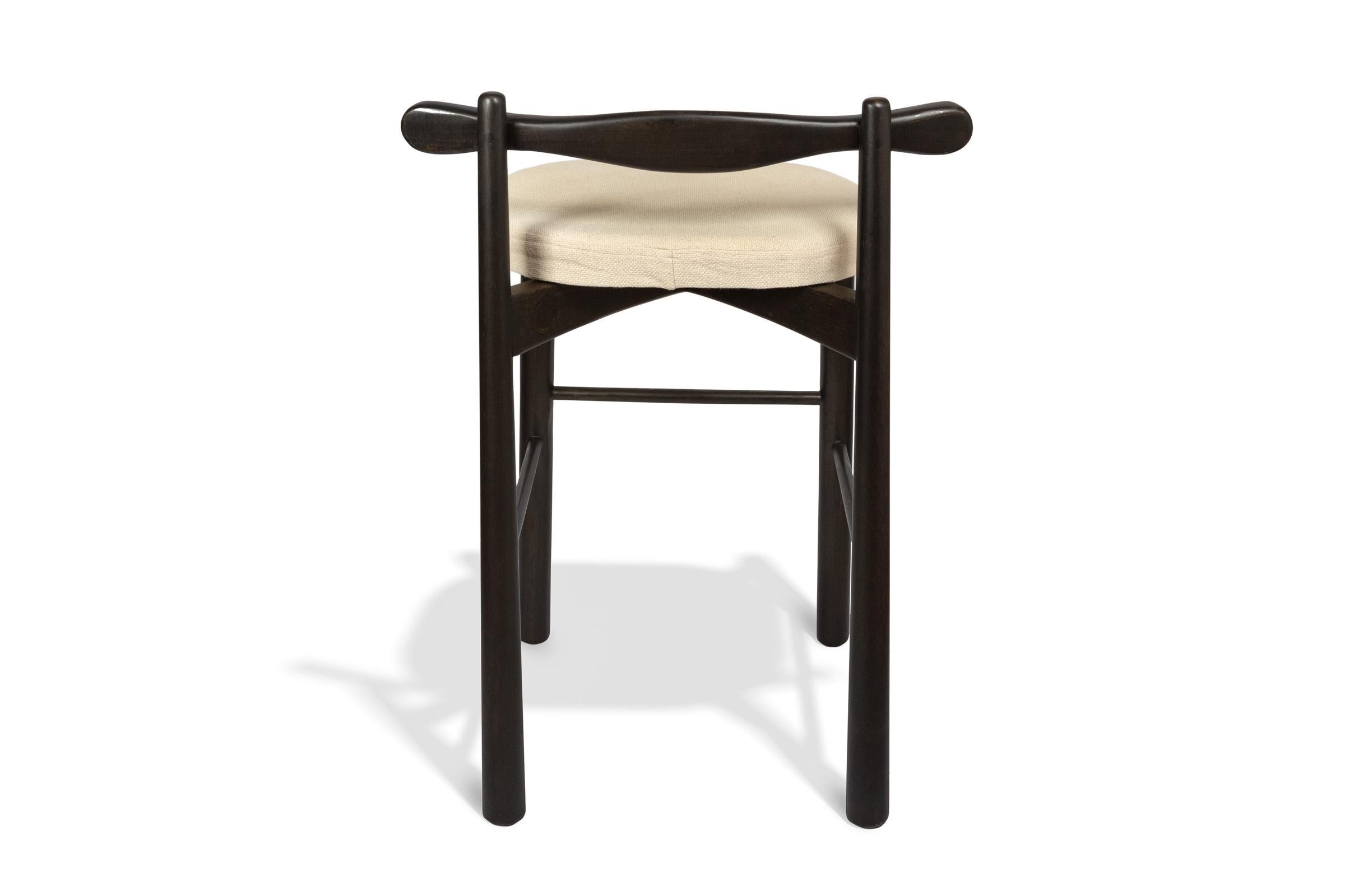 Contemporary Counter Stool Uçá, Ebony Finish Wood (fabric ref : F13) For Sale