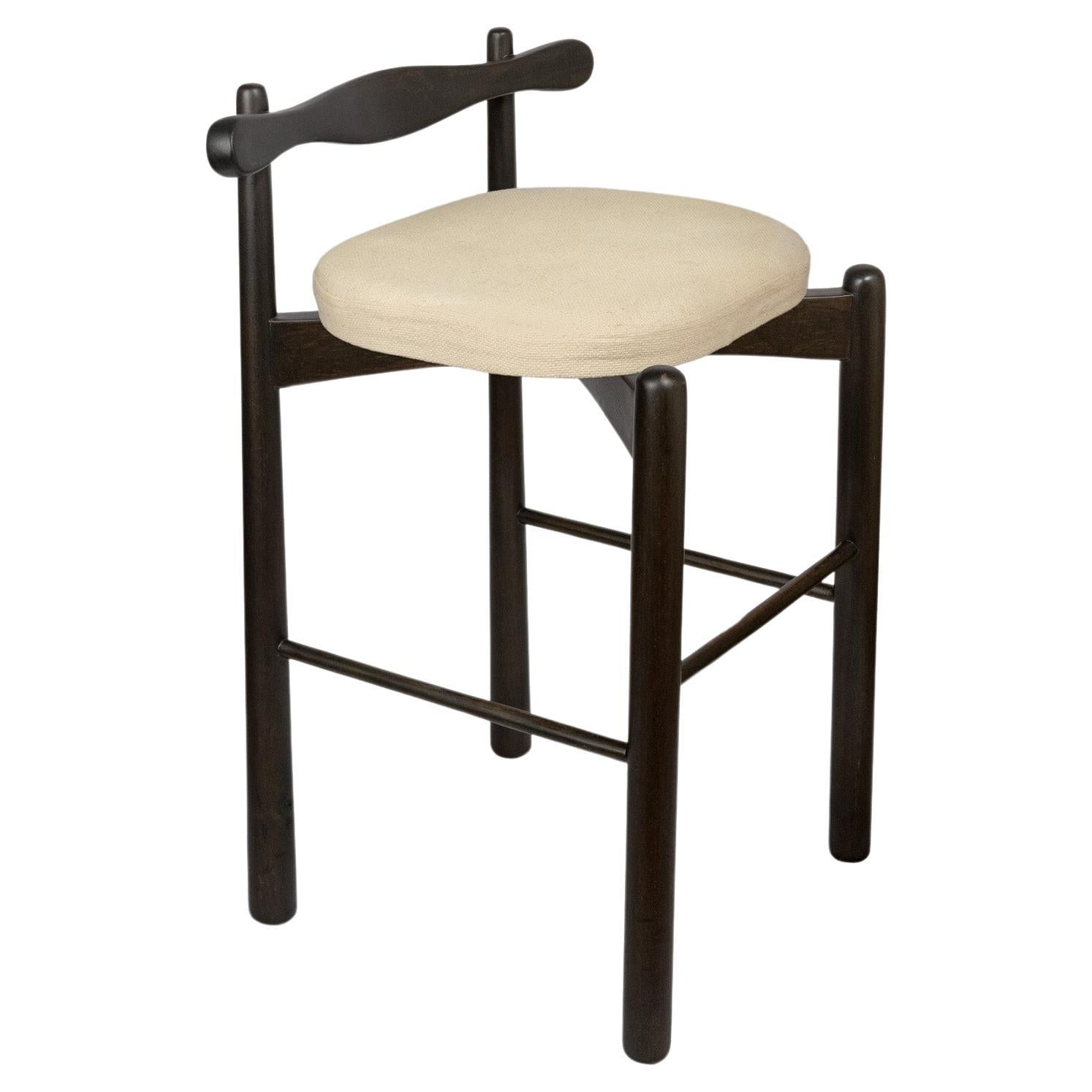 Counter Stool Uçá, Ebony Finish Wood (fabric ref : F13) For Sale