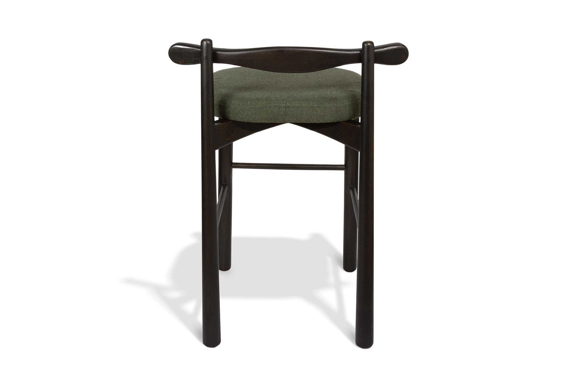 Contemporary Counter Stool Uçá, Ebony Finish Wood (fabric ref : F17) For Sale