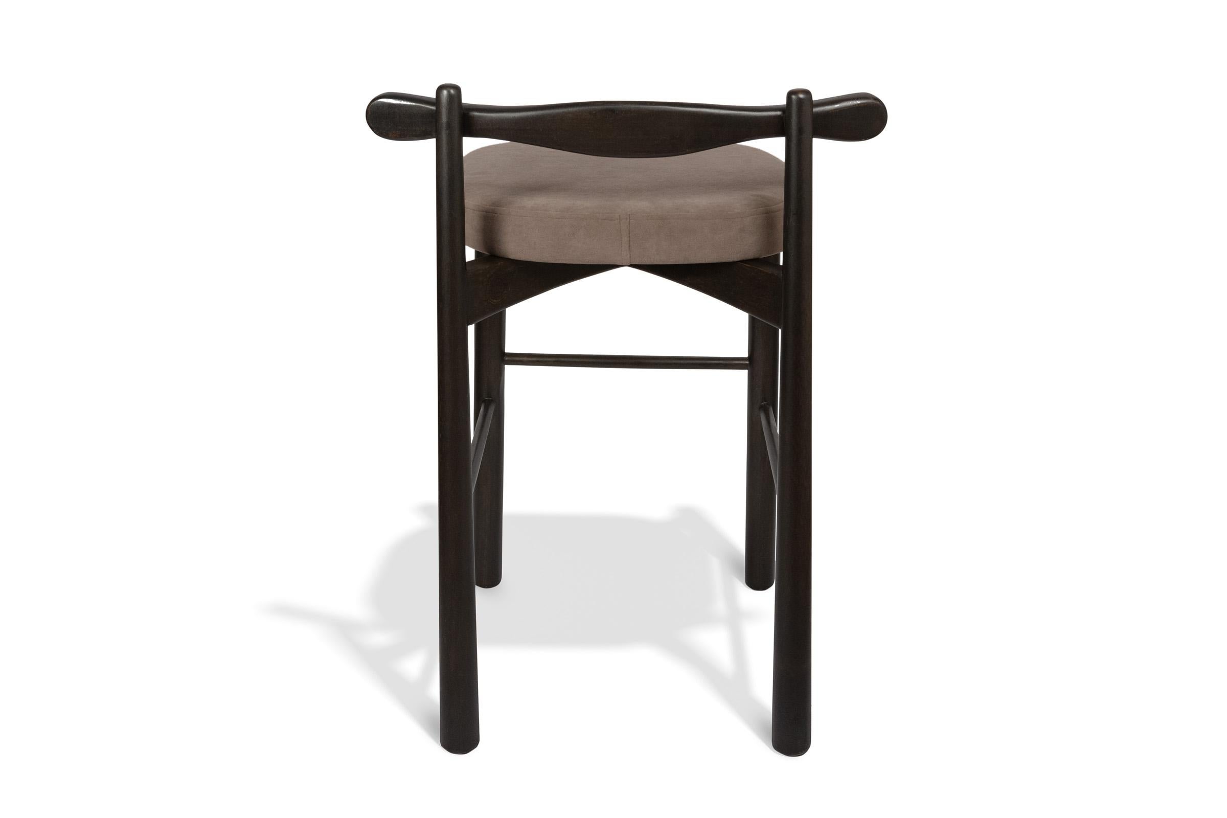 Contemporary Counter Stool Uçá, Ebony Finish Wood (fabric ref : F20) For Sale