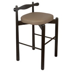 Counter Stool Uçá, Ebony Finish Wood (fabric ref : F04)