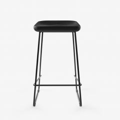 Taburete de diseño Wave con asiento de piel y estructura de acero - Artistic Seating