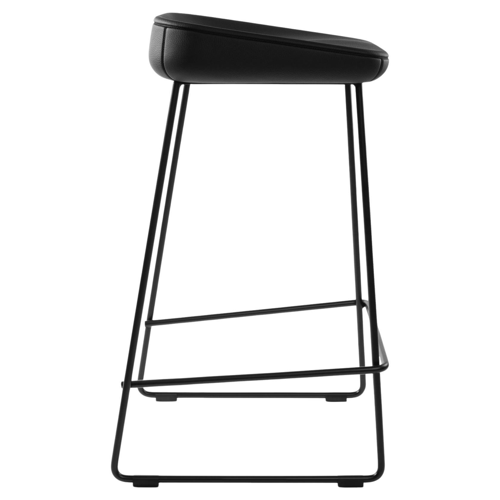 Counter Stool Wave with Leather Seat and Steel Frame