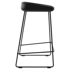 Taburete de mostrador Wave con asiento de cuero y estructura de acero