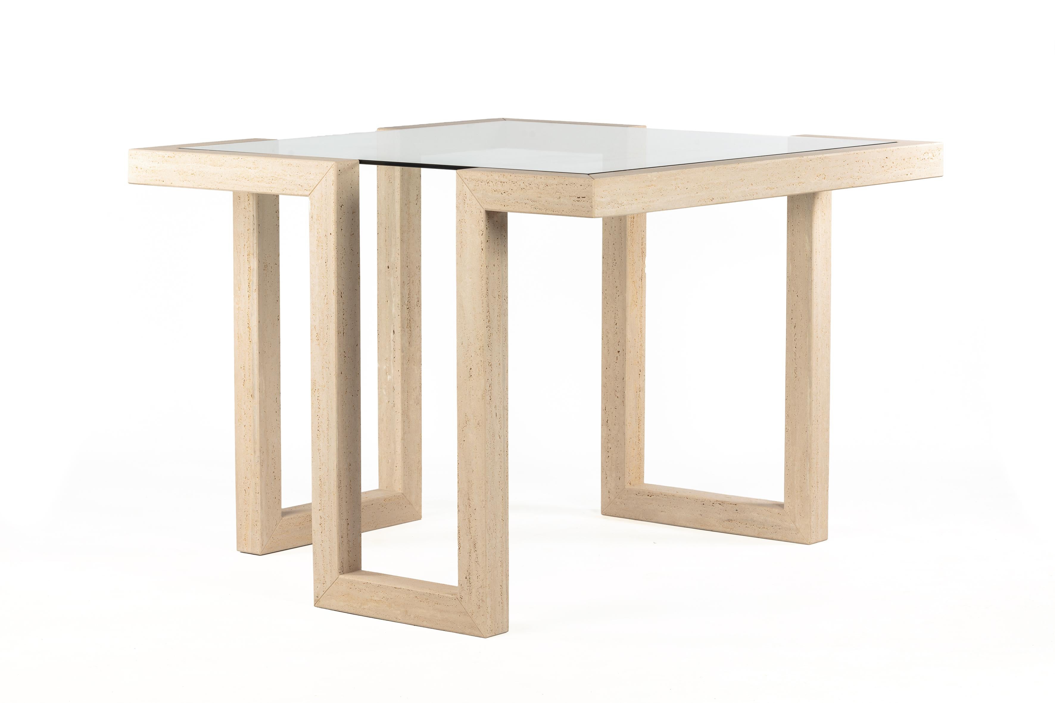 Counter Table Design Travertine Marble Italy Unique Piece Joaquín Moll In Stock In New Condition For Sale In VALVERDE DEL MAJANO, CL