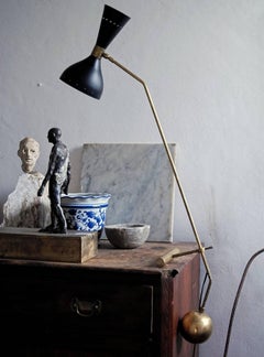 Lámpara de sobremesa de latón Counterbalance, estilo Midcentury