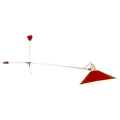 Counterbalance Lamp by J.J.M. Hoogervorst, 1957, Red & White Metal