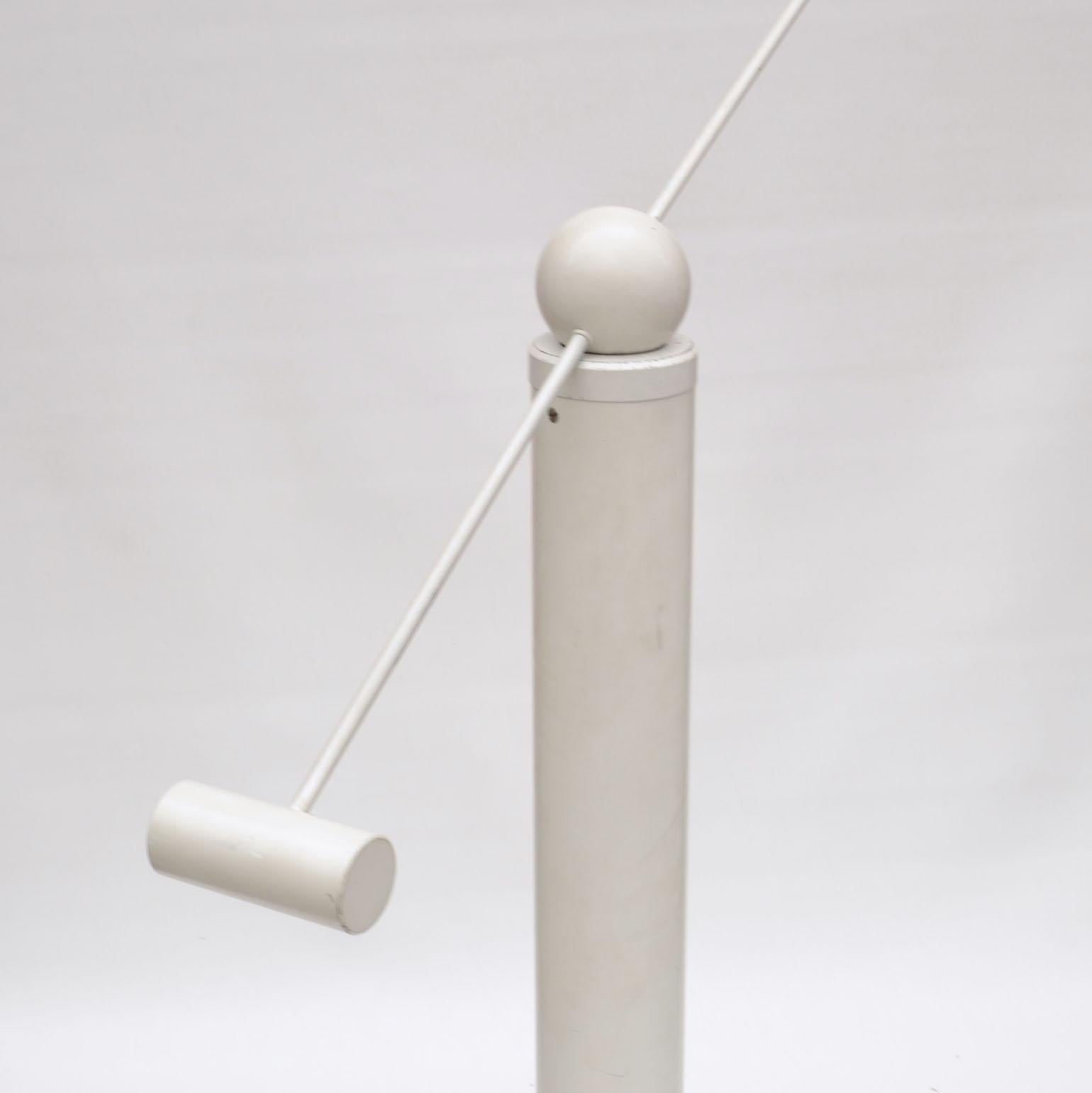 Counterbalance White Floor Lamp Attributed to Swiss Baltensweiler For Sale 6