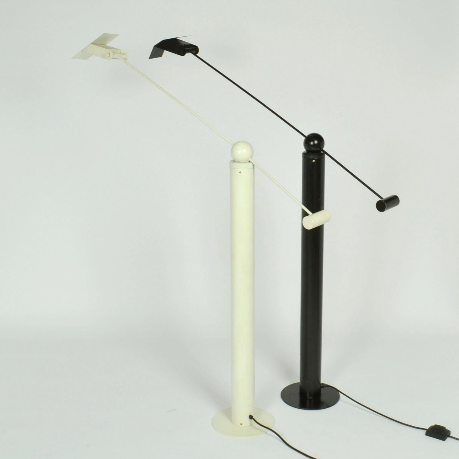 Counterbalance White Floor Lamp Attributed to Swiss Baltensweiler For Sale 7