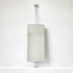 Countertop to Ceiling Illuminated Rectangular Mirror, Stainless Steel Frame