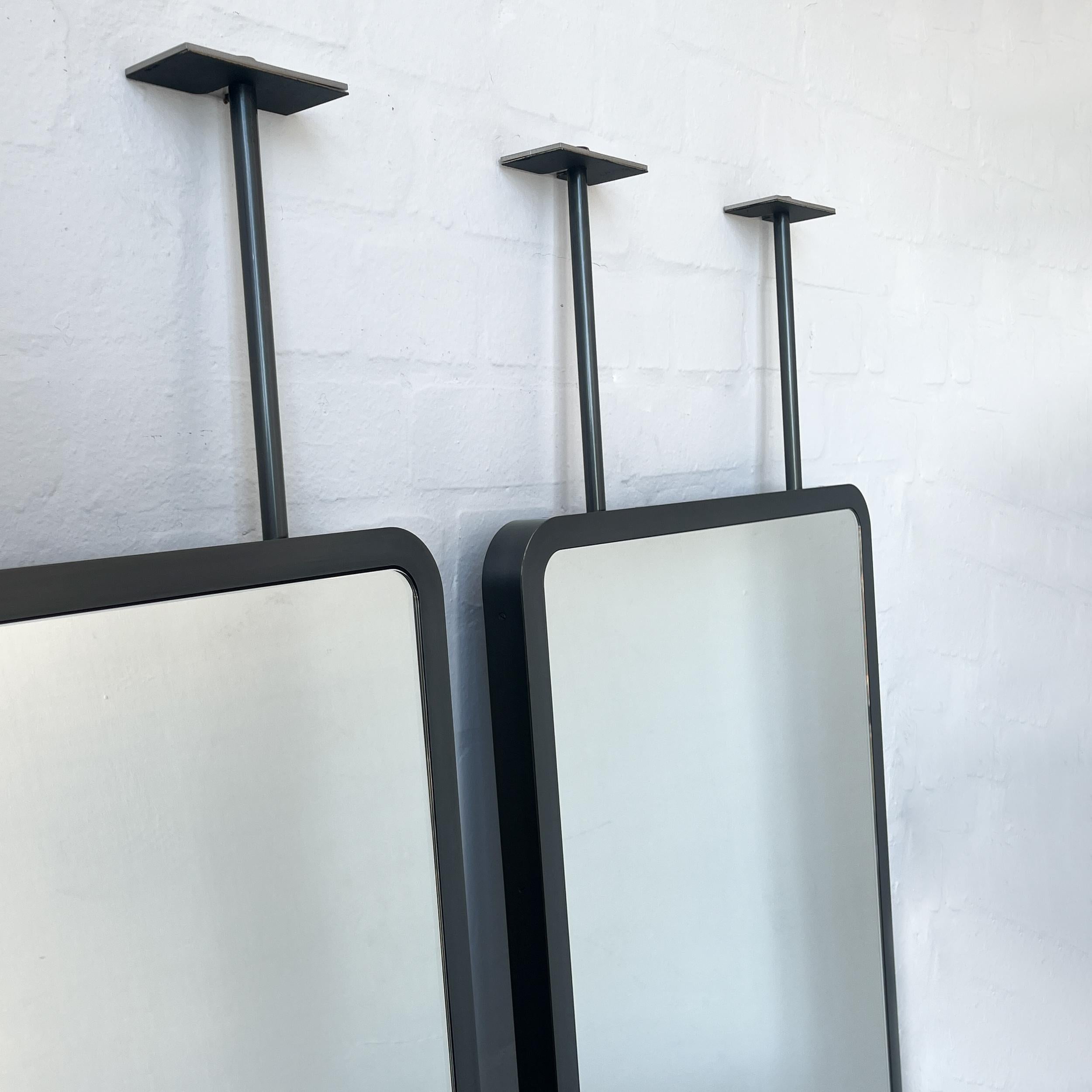 Countertop to Ceiling Rectangular Mirror, Blackened Stainless Steel Frame In New Condition For Sale In London, GB
