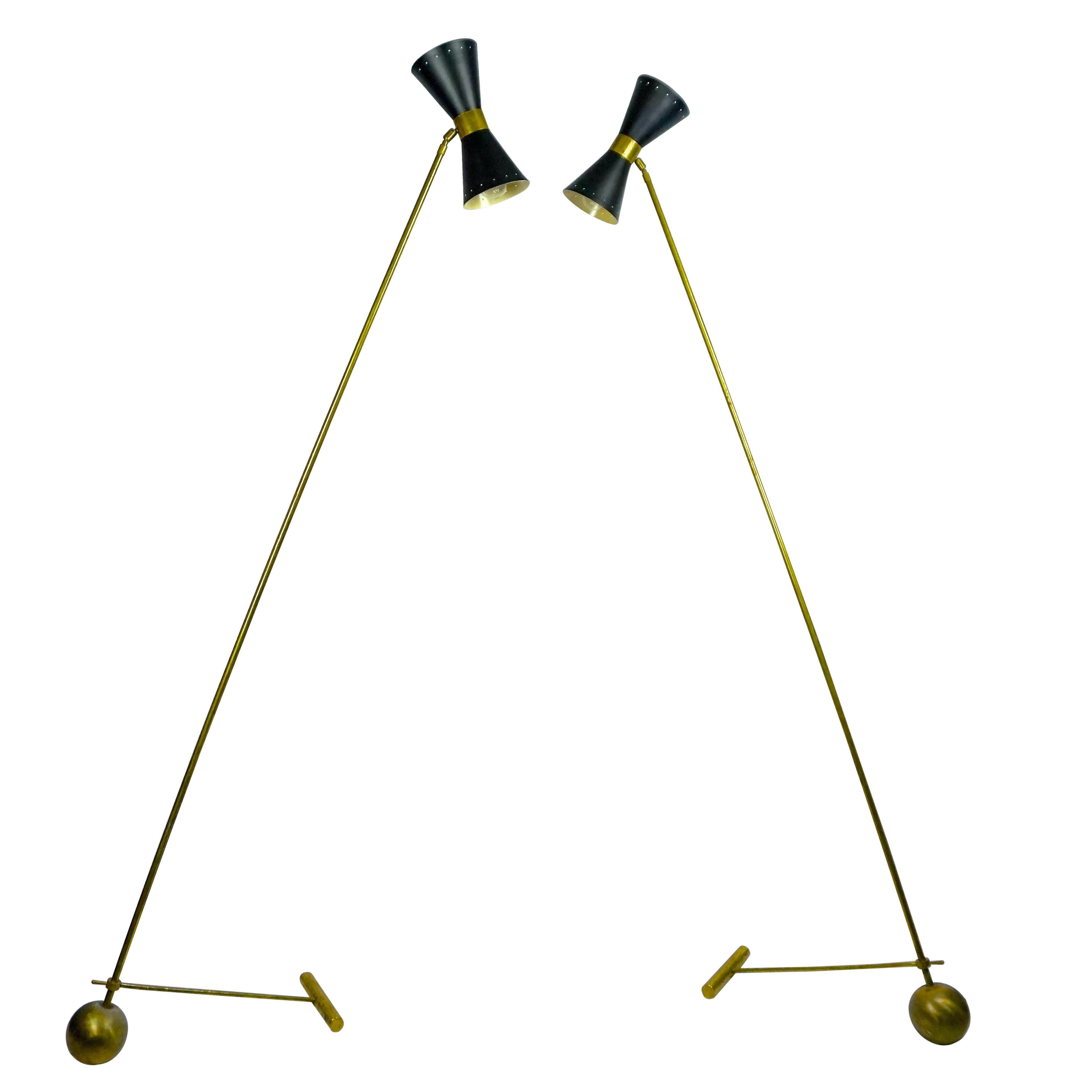 Counterweight Floor Lamps Attributed to Stilnovo, 1950s For Sale