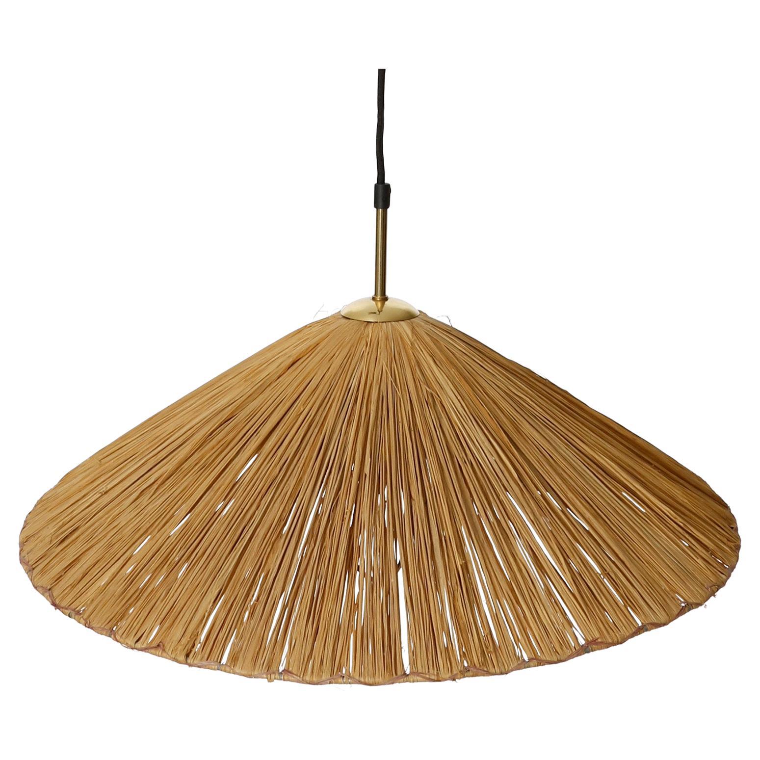 Counterweight Pendant Light 'Jo-Jo Zug' Kalmar, Josef Frank, Brass Straw, 1950s In Good Condition For Sale In Hausmannstätten, AT