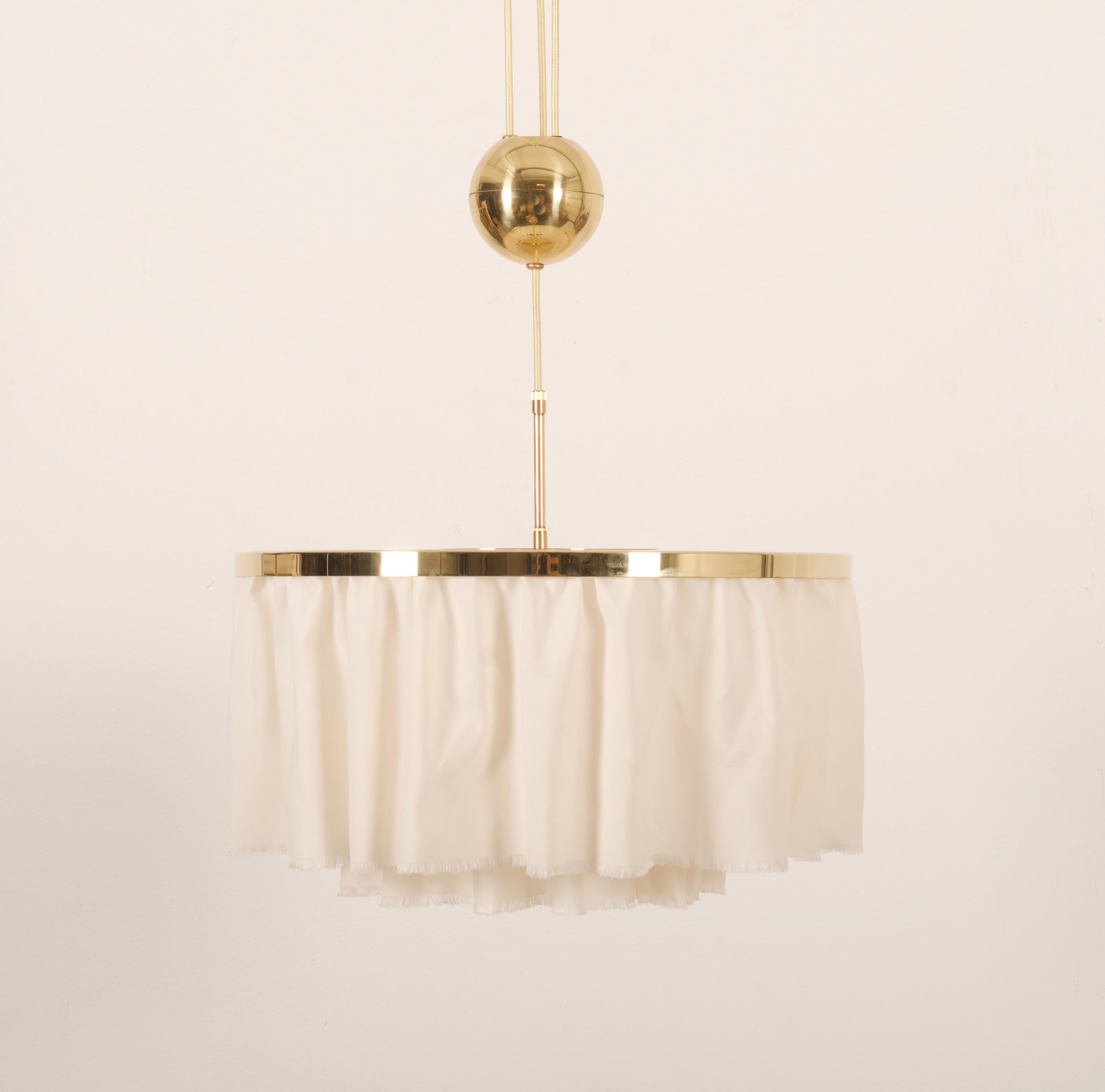 Austrian Counterweight Silk Pendant Lamp by J.T. Kalmar Designed by Adolf Loos