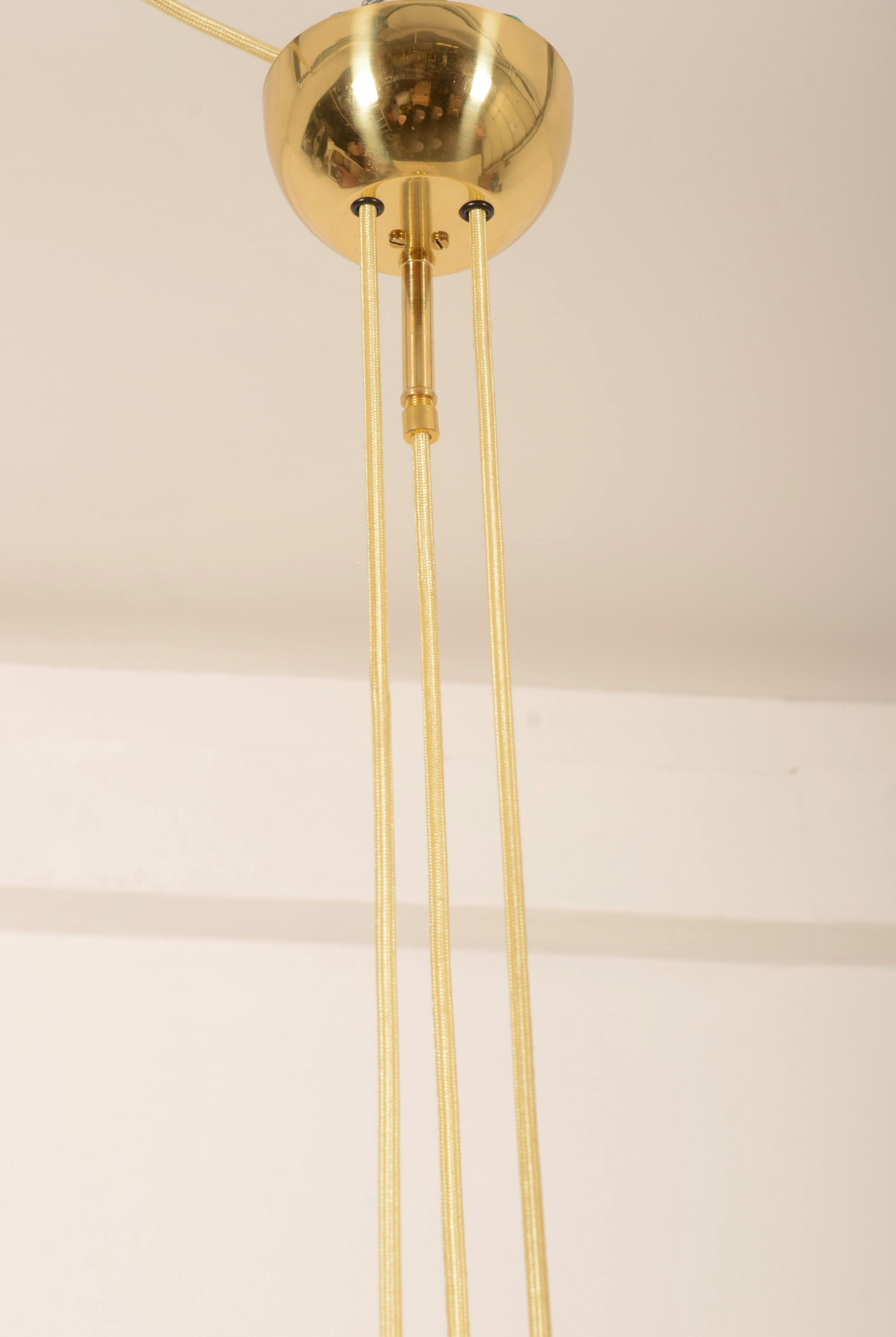 Mid-20th Century Counterweight Silk Pendant Lamp by J.T. Kalmar Designed by Adolf Loos