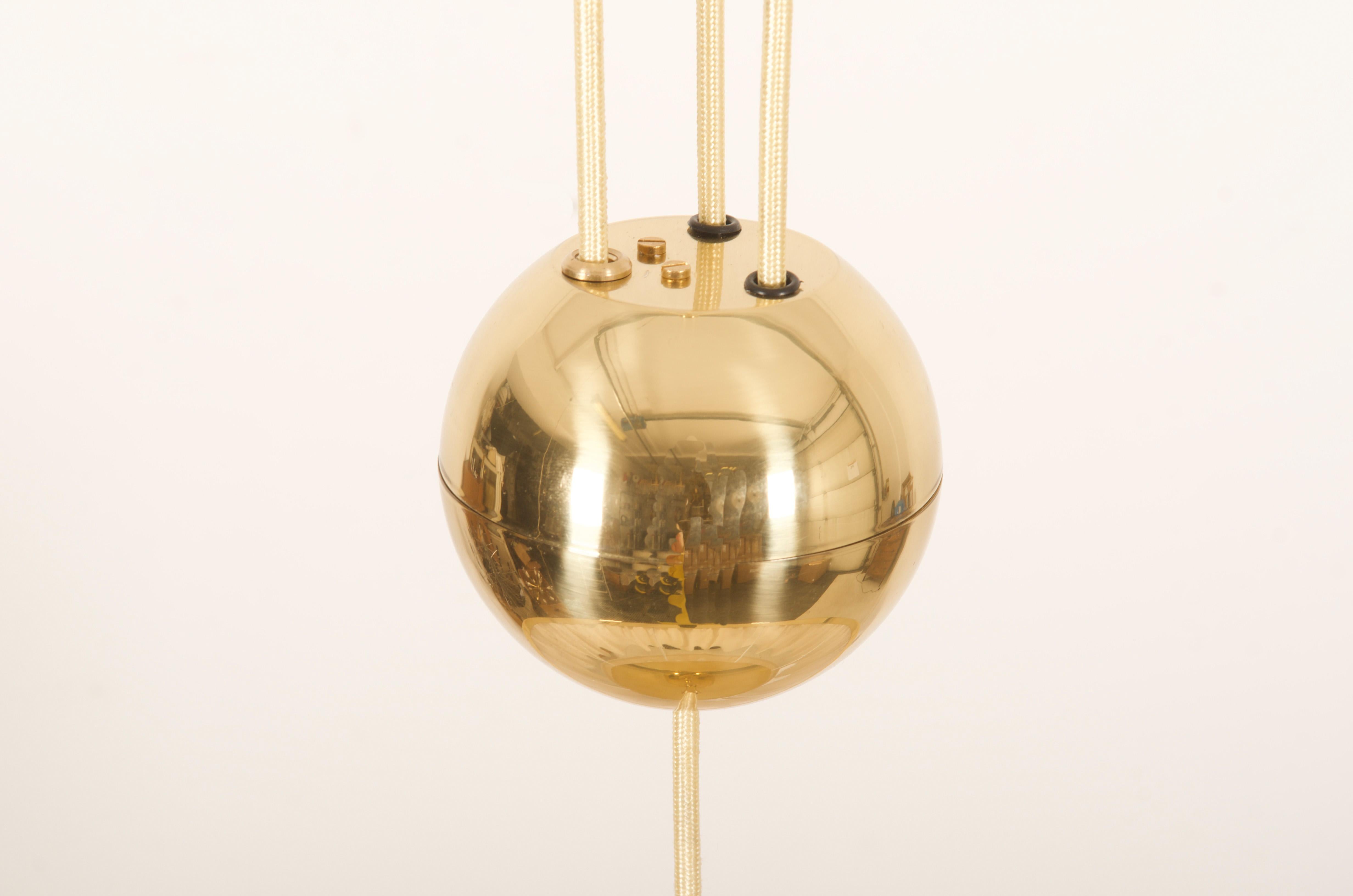 Brass Counterweight Silk Pendant Lamp by J.T. Kalmar Designed by Adolf Loos For Sale