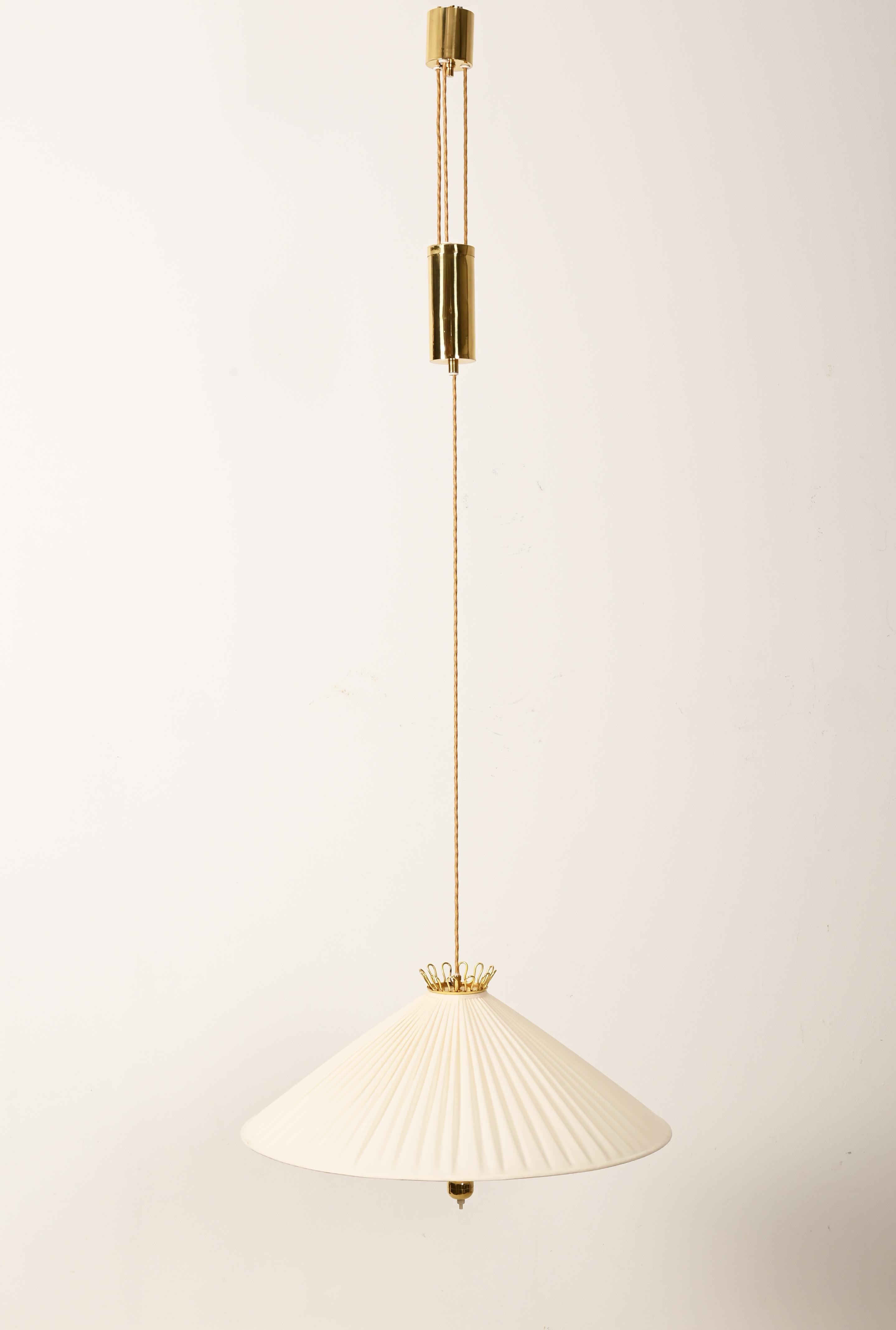 Vienna Secession Counterweight Silk Pendant Light Attributed to Josef Frank
