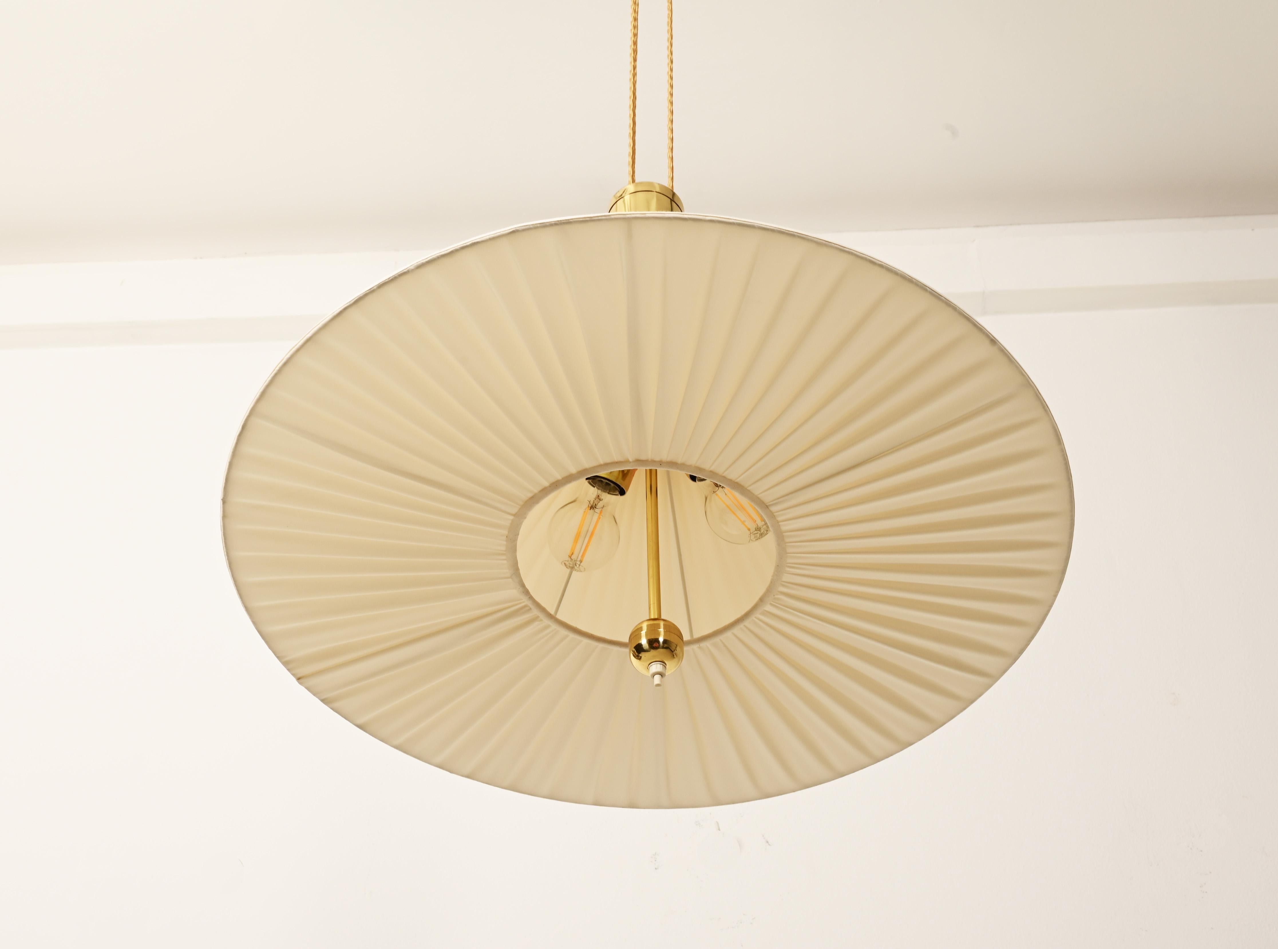 Mid-20th Century Counterweight Silk Pendant Light Attributed to Josef Frank