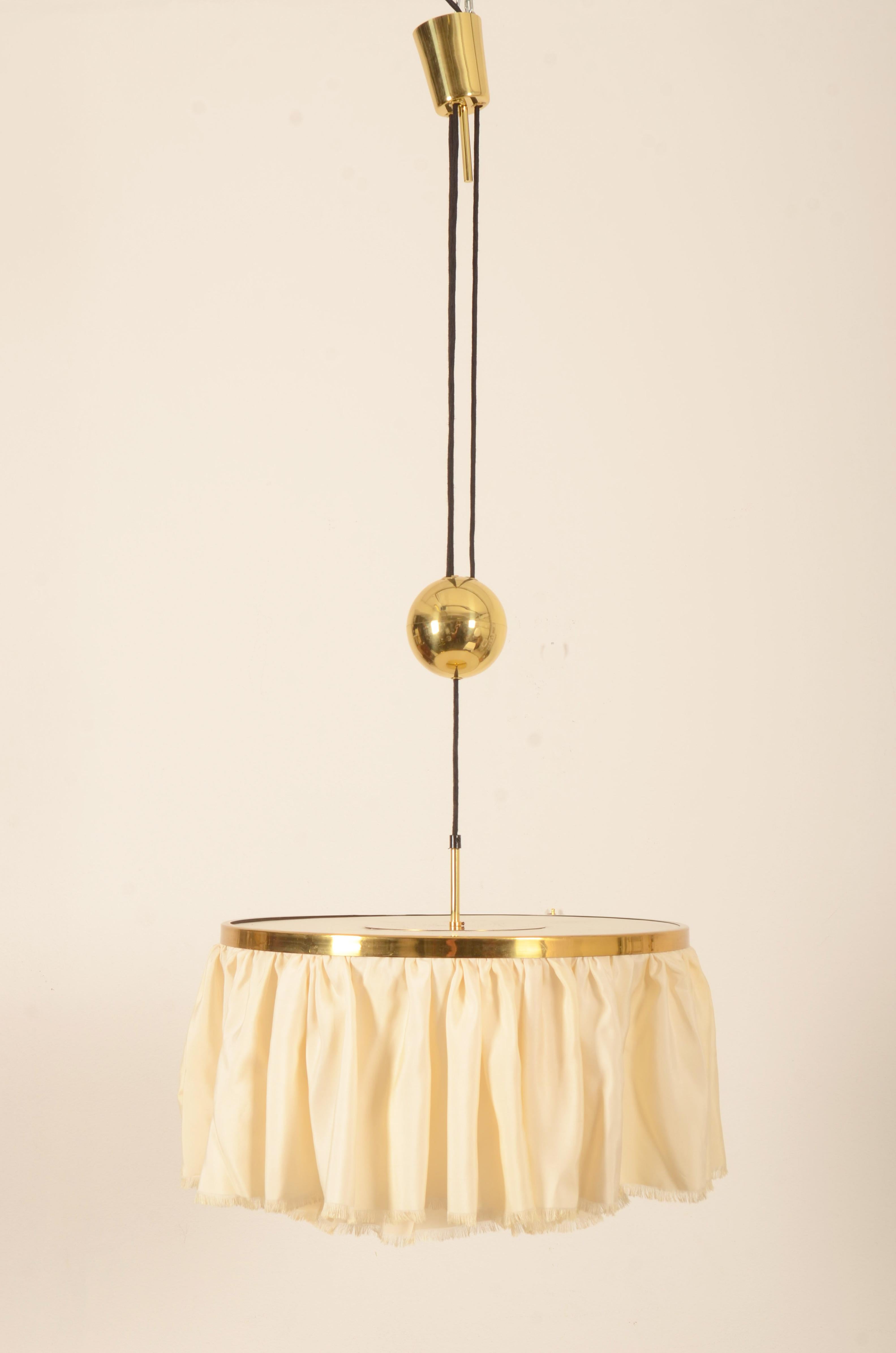 Vienna Secession Counterweight Silk Pendant Light by J.T. Kalmar Designed by Adolf Loos For Sale