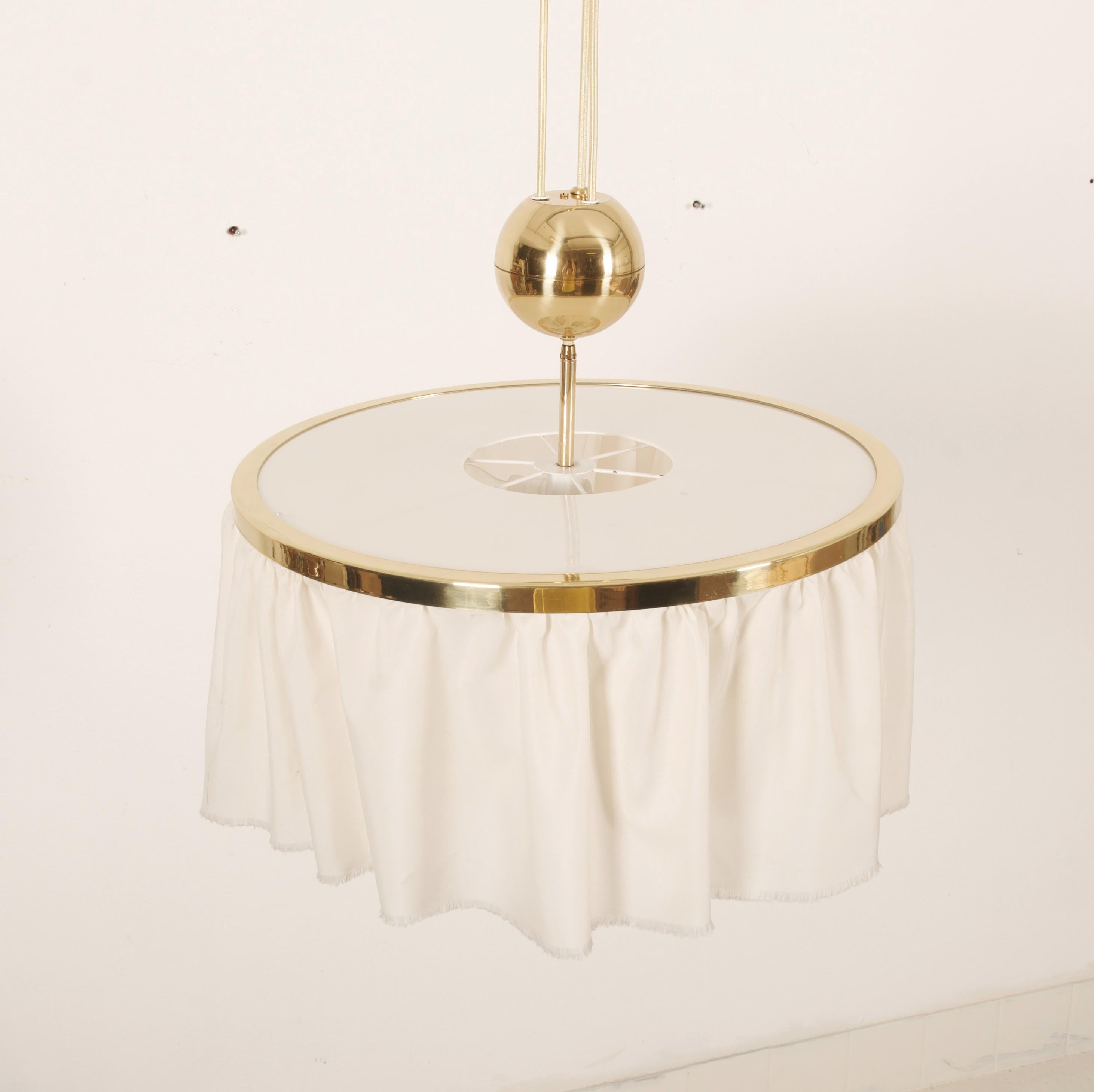 Austrian Counterweight Silk Pendant Light by J.T. Kalmar Designed by Adolf Loos