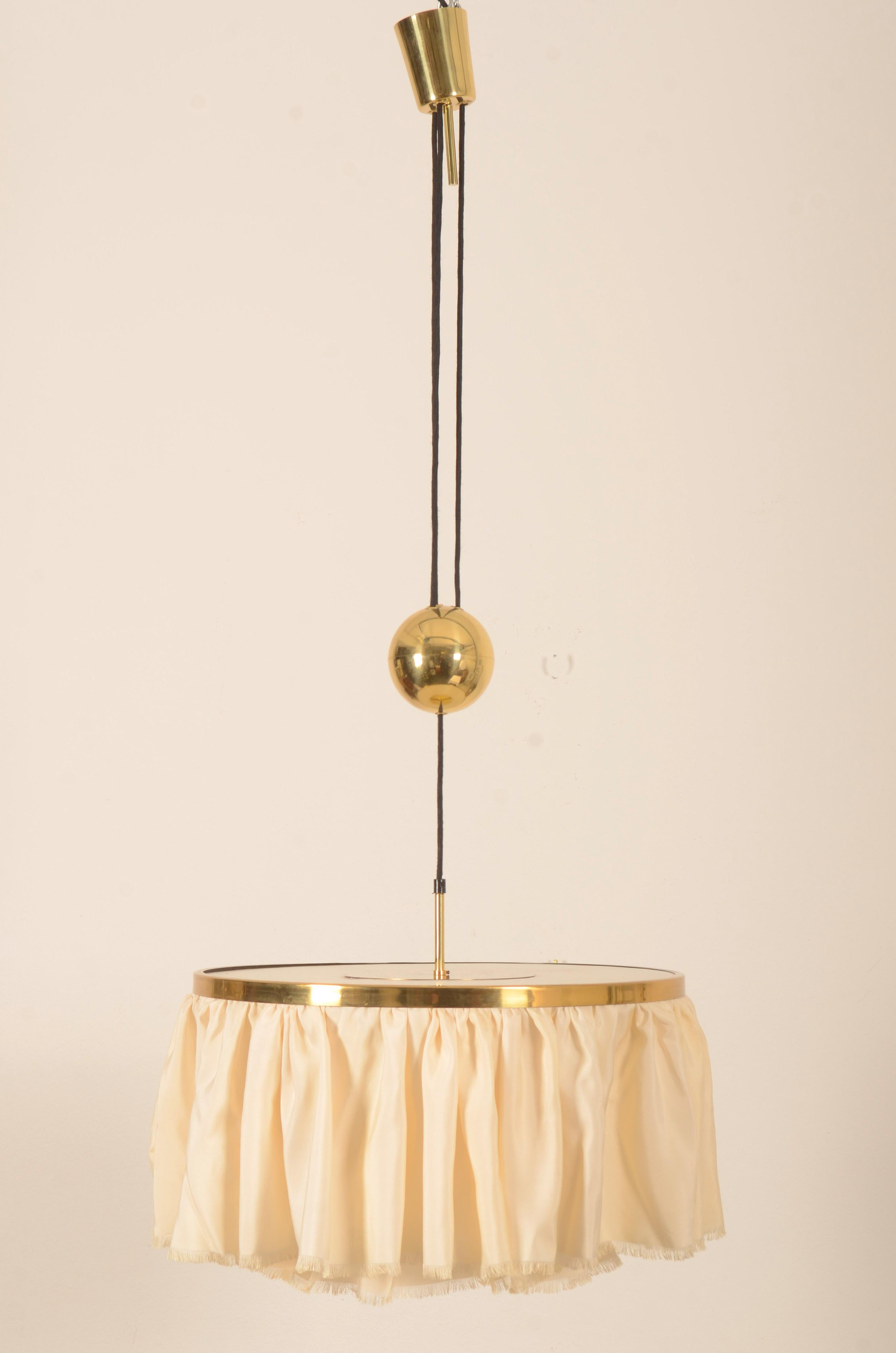 Austrian Counterweight Silk Pendant Light by J.T. Kalmar Designed by Adolf Loos For Sale