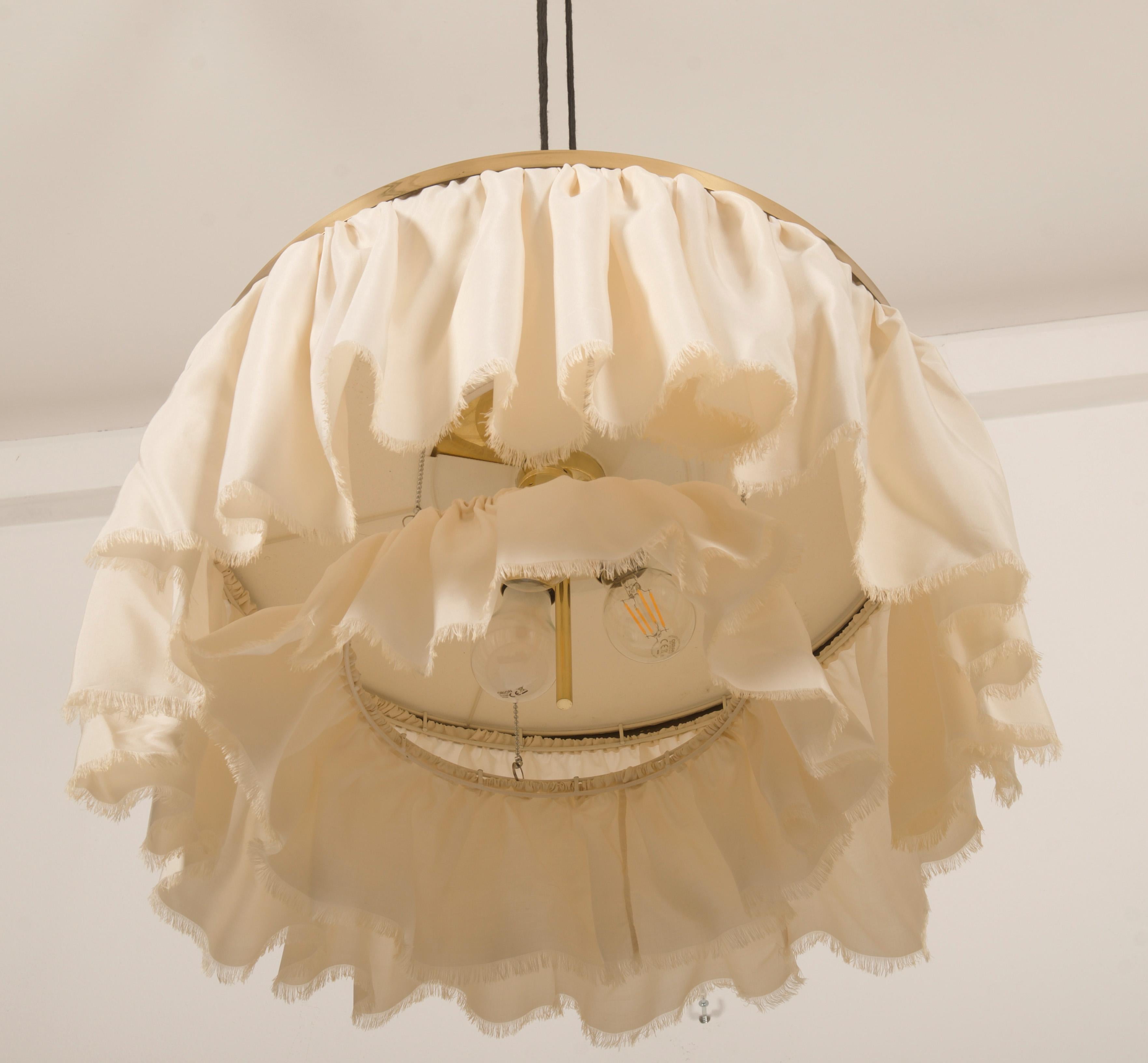 Mid-20th Century Counterweight Silk Pendant Light by J.T. Kalmar Designed by Adolf Loos