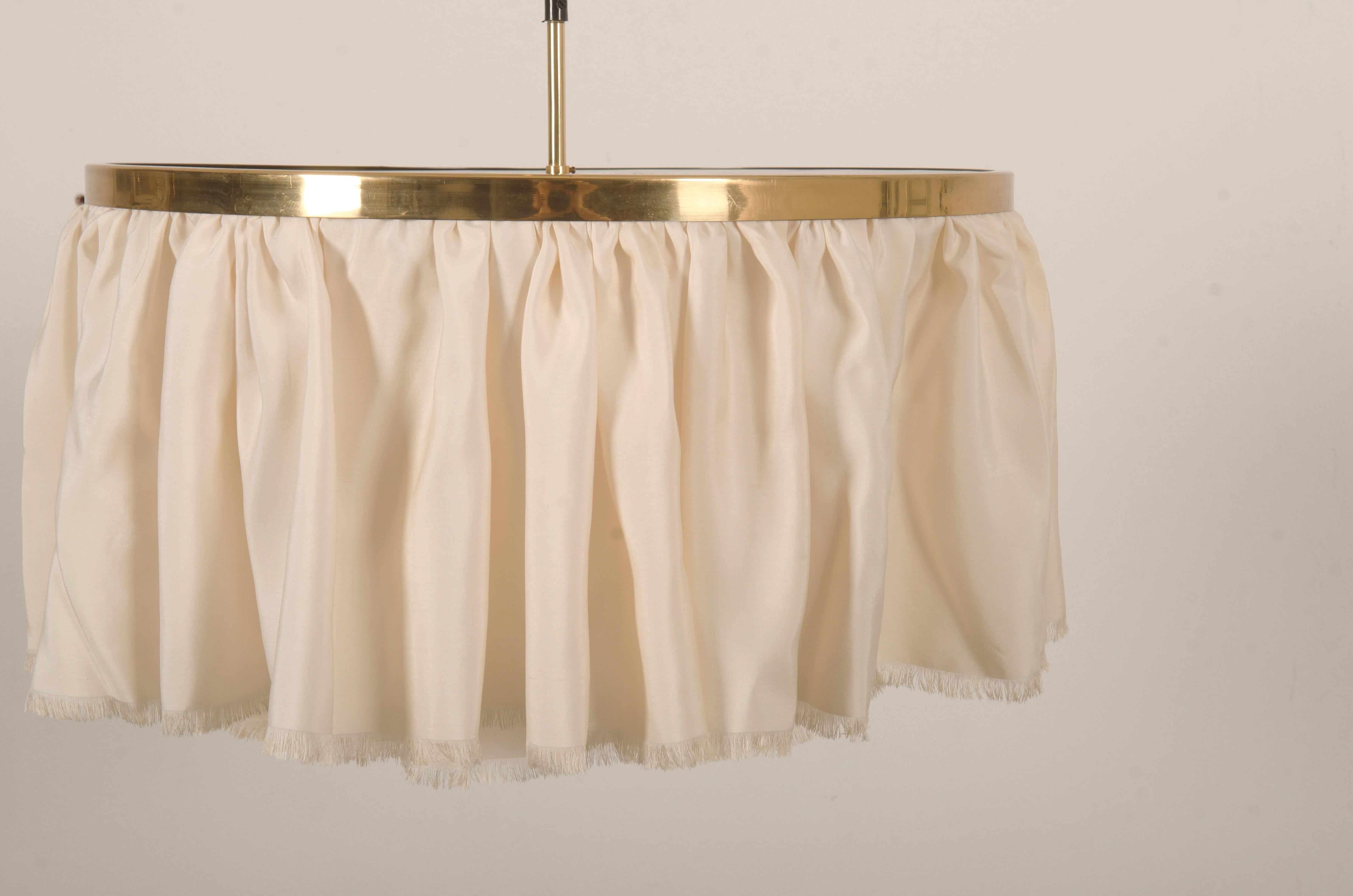 Brass Counterweight Silk Pendant Light by J.T. Kalmar Designed by Adolf Loos