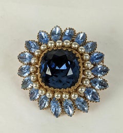 Countess Cis Sapphire, Aquamarine and Pearl Brooch