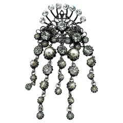 Countess CIS Zoltovska brooch, signed CIS, rhinestones, faux pearls, 1950's