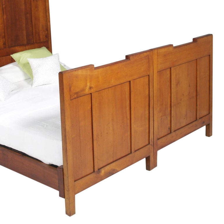 Country 1920s Antique Italian Art Deco Twin Beds Double Bed In Country 1920s Antique Italian Art Deco Twin Beds Double Bed In Cherry Wood