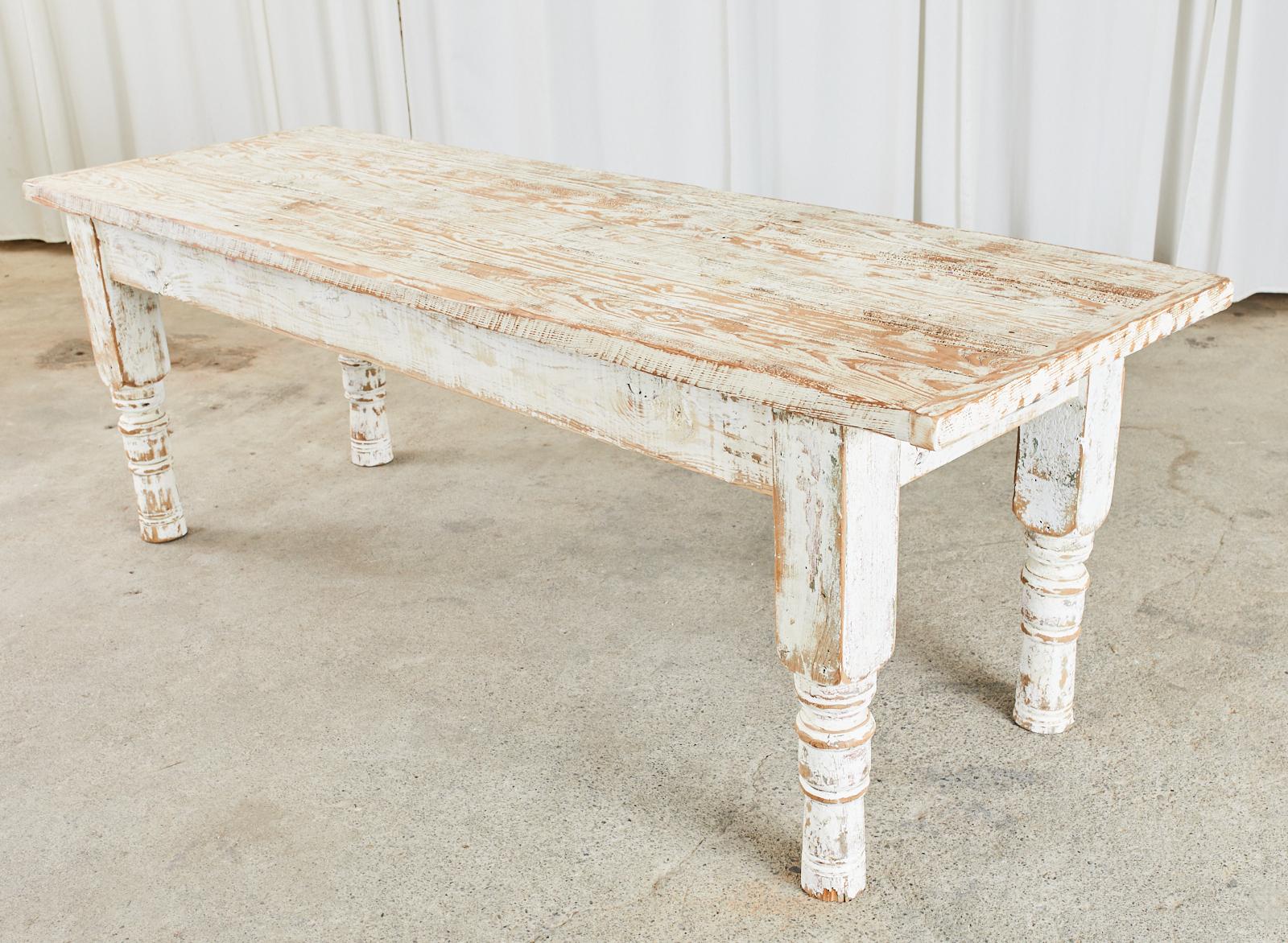Country American Painted Pine Farmhouse Dining Table  In Good Condition In Rio Vista, CA