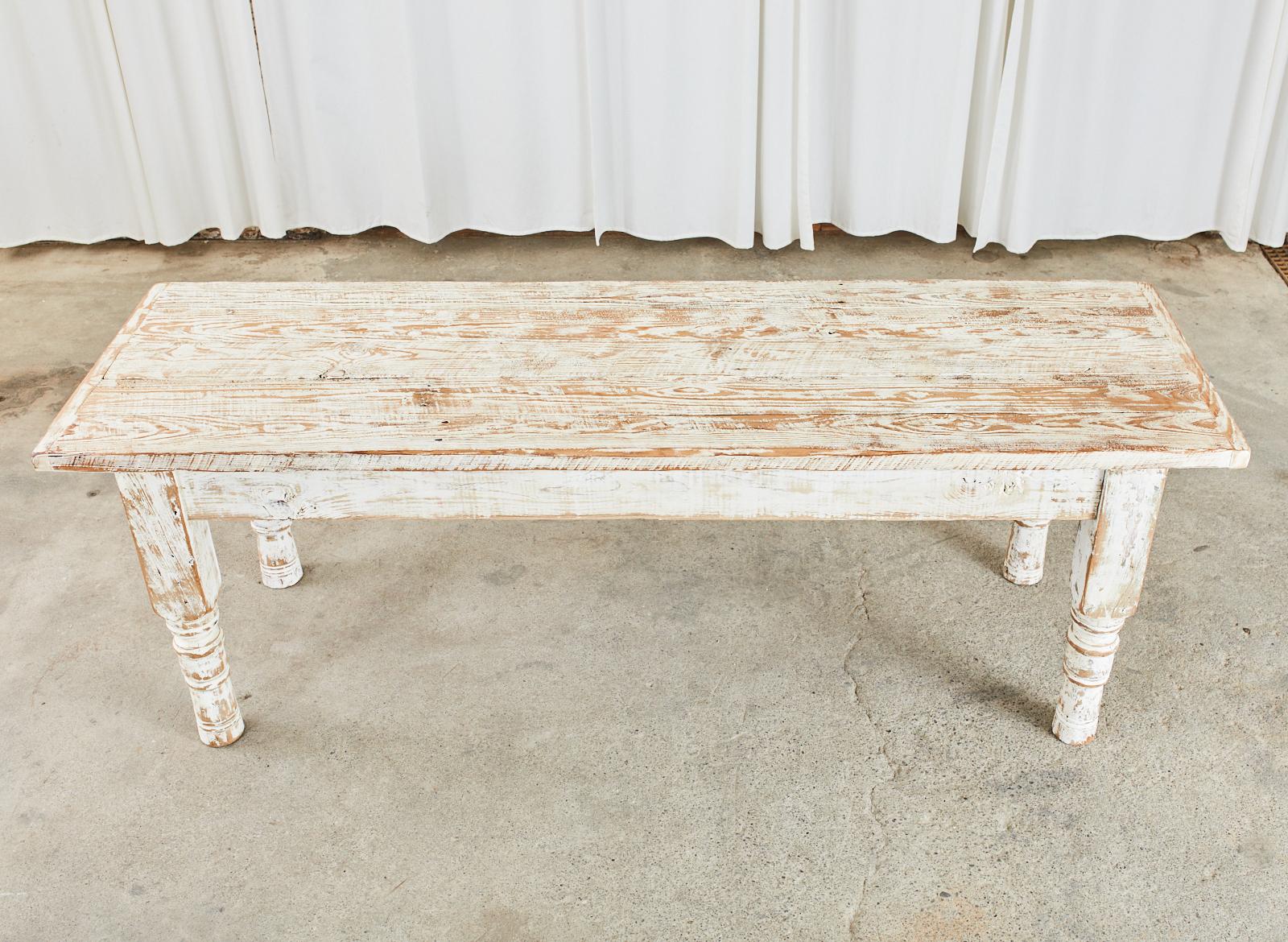 Country American Painted Pine Farmhouse Dining Table  1