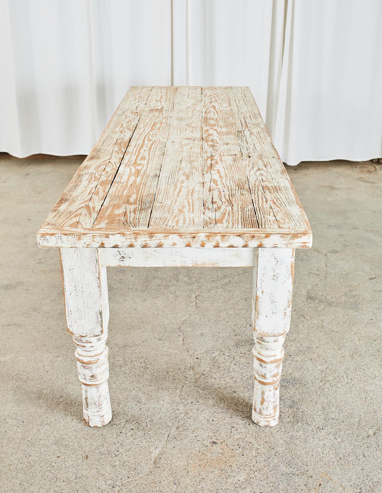 Country American Painted Pine Farmhouse Dining Table  4