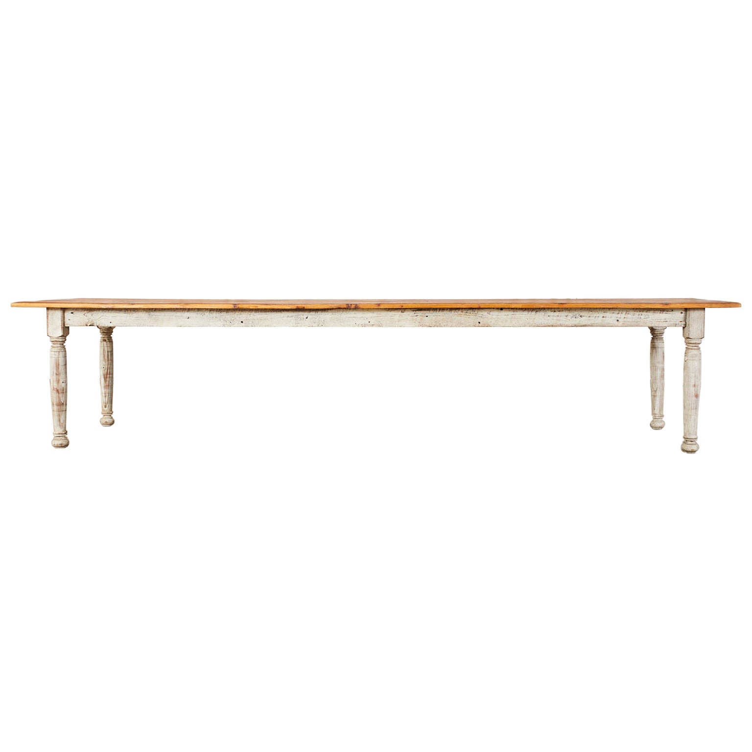 Country American Painted Pine Farmhouse Dining Table