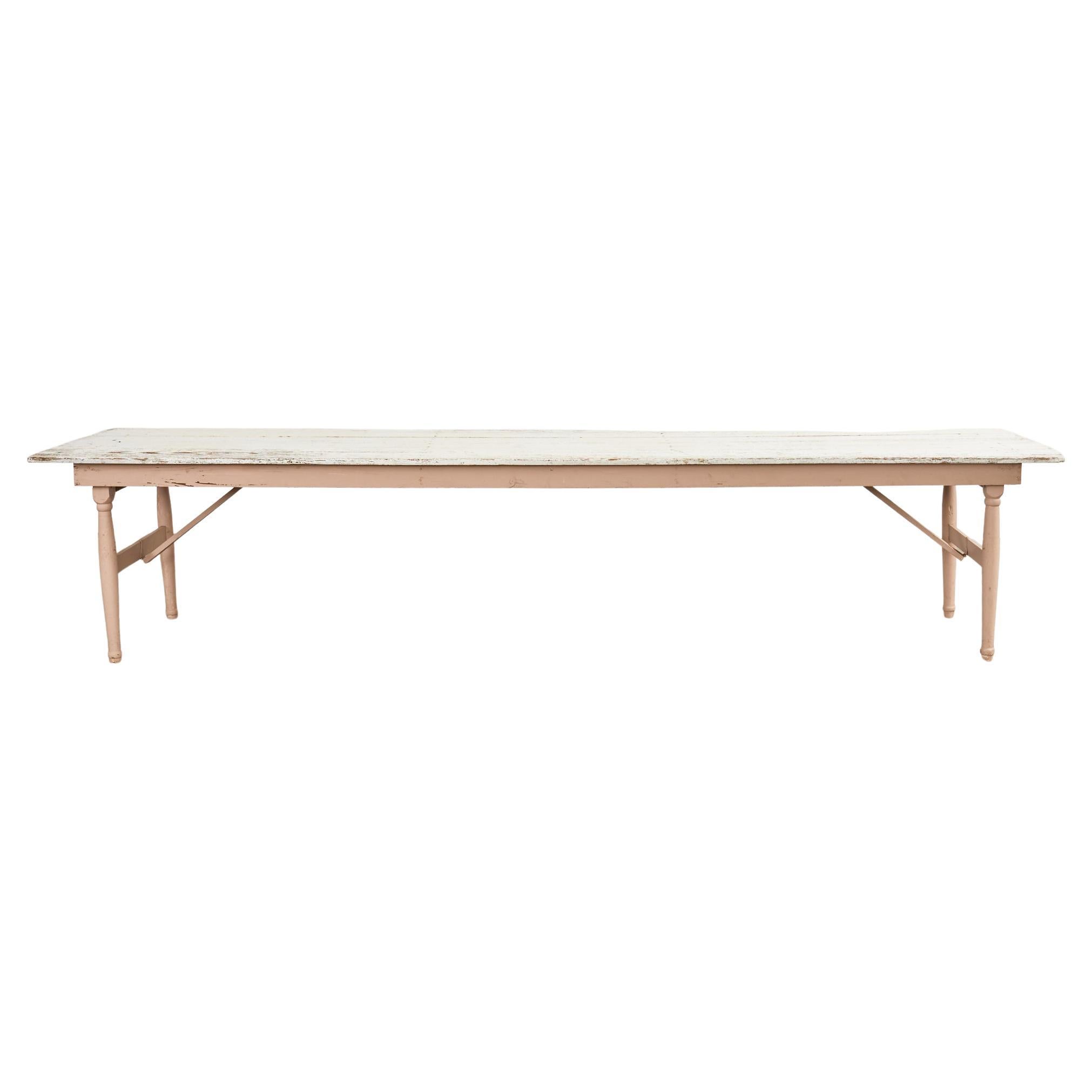 Country American Painted Pine Farmhouse Folding Harvest Dining Table  im Angebot
