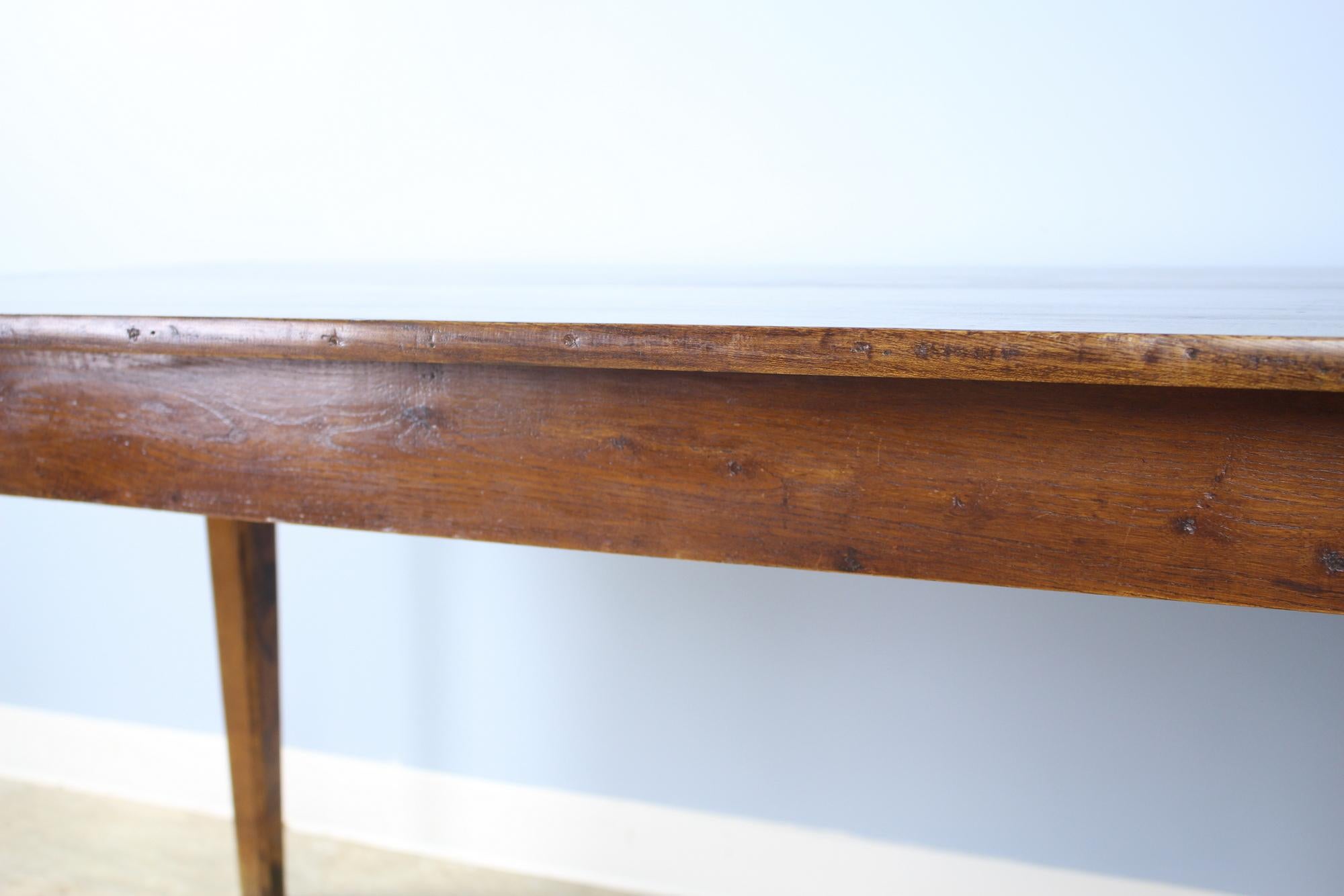 19th Century Country Antique Elm Farm Table, Breadboard Ends