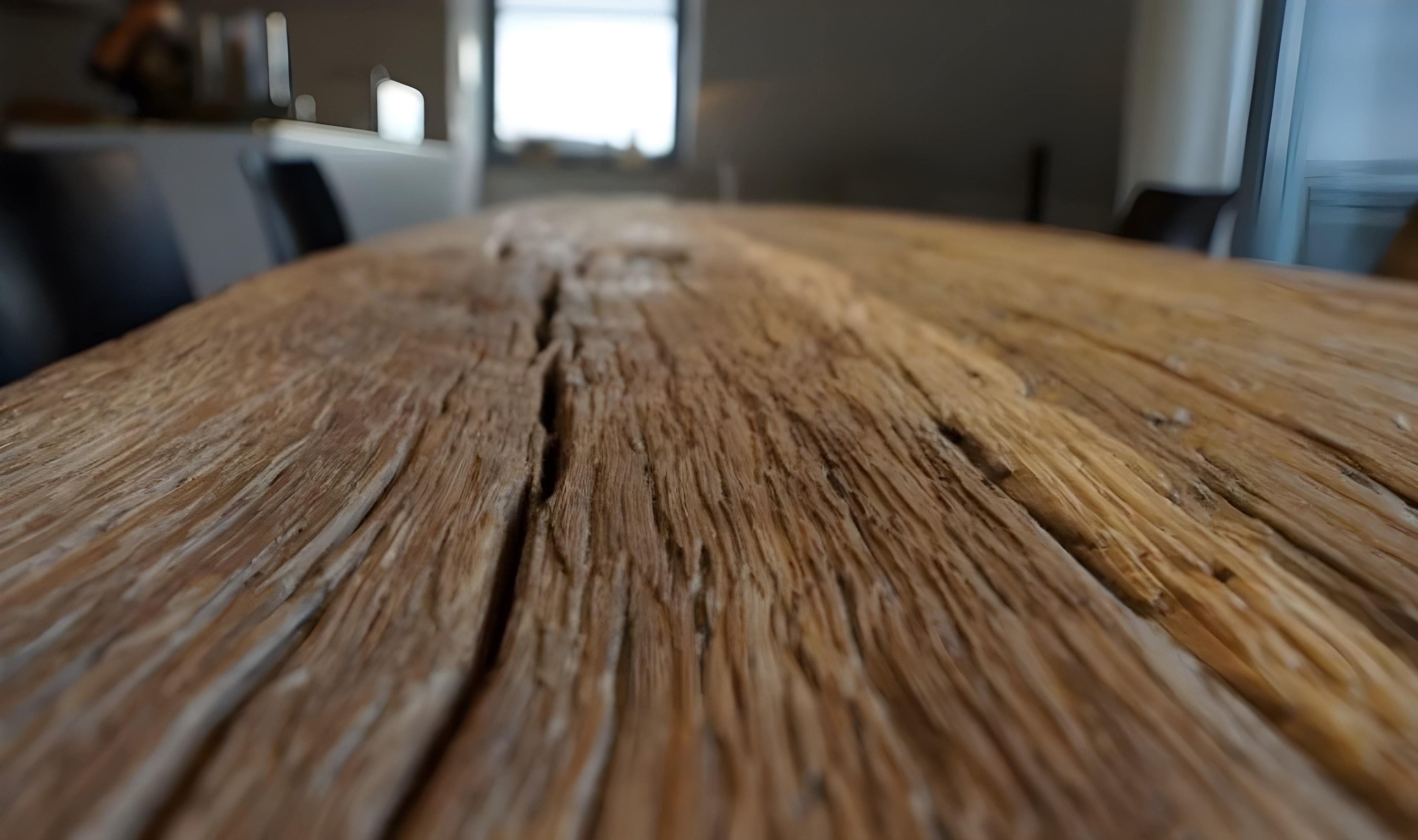 Hand-Carved Reclaimed Barn Oak Dining Table  Country Antique Style  Handcrafted Custom For Sale