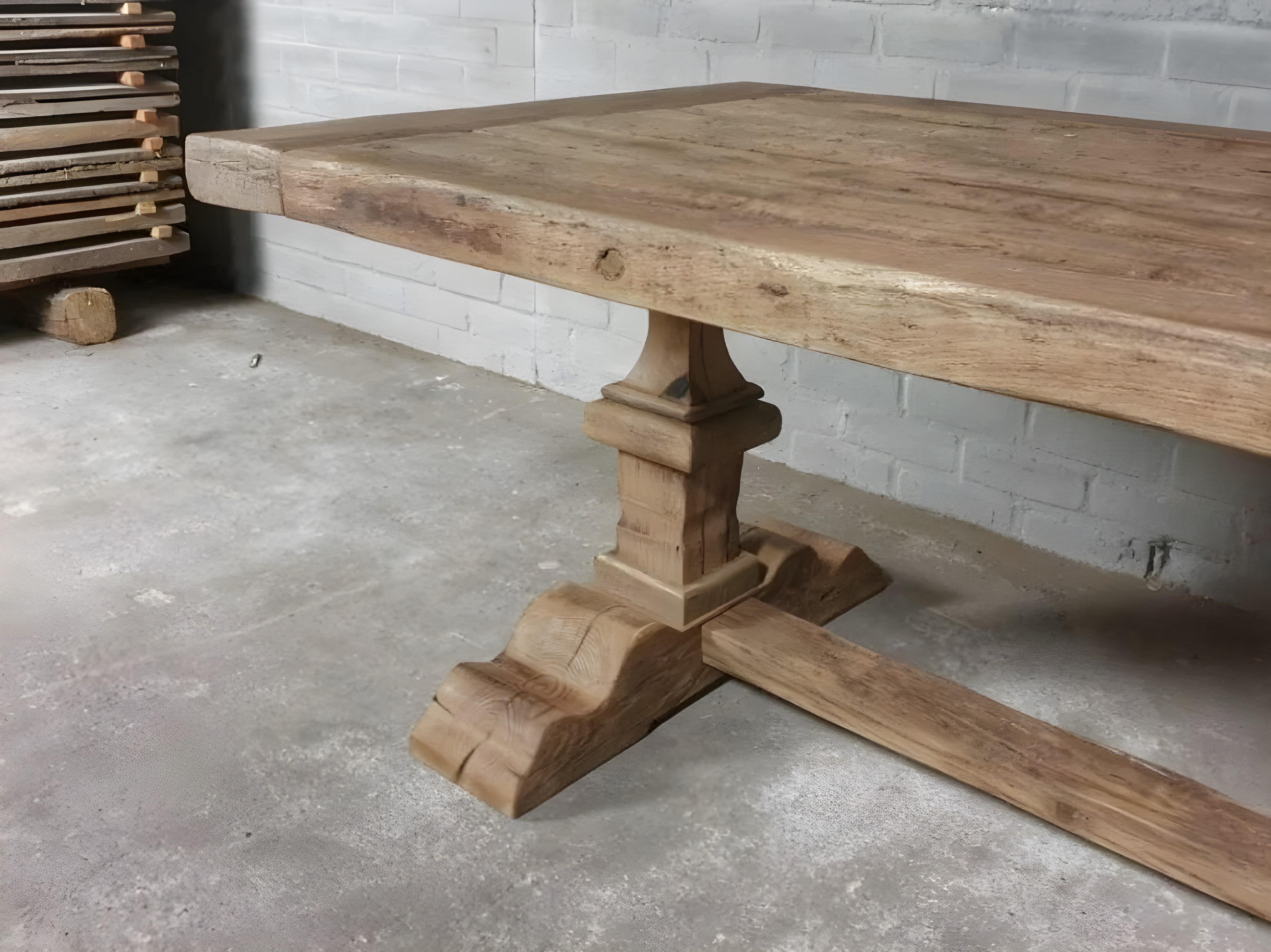 📝 Product Description:

Reclaimed Barn Oak Dining Table – Antique Country Style, Custom Made by VulpeConcept

This handcrafted dining table is made from reclaimed oak boards salvaged from 19th-century European barns. Each plank carries a rich