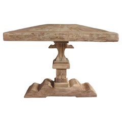 Reclaimed Country Antique Table Made from Barn Oak Boards 19th