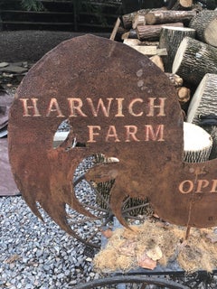 Country Charming Tin Harwich Farm Rooster Sign