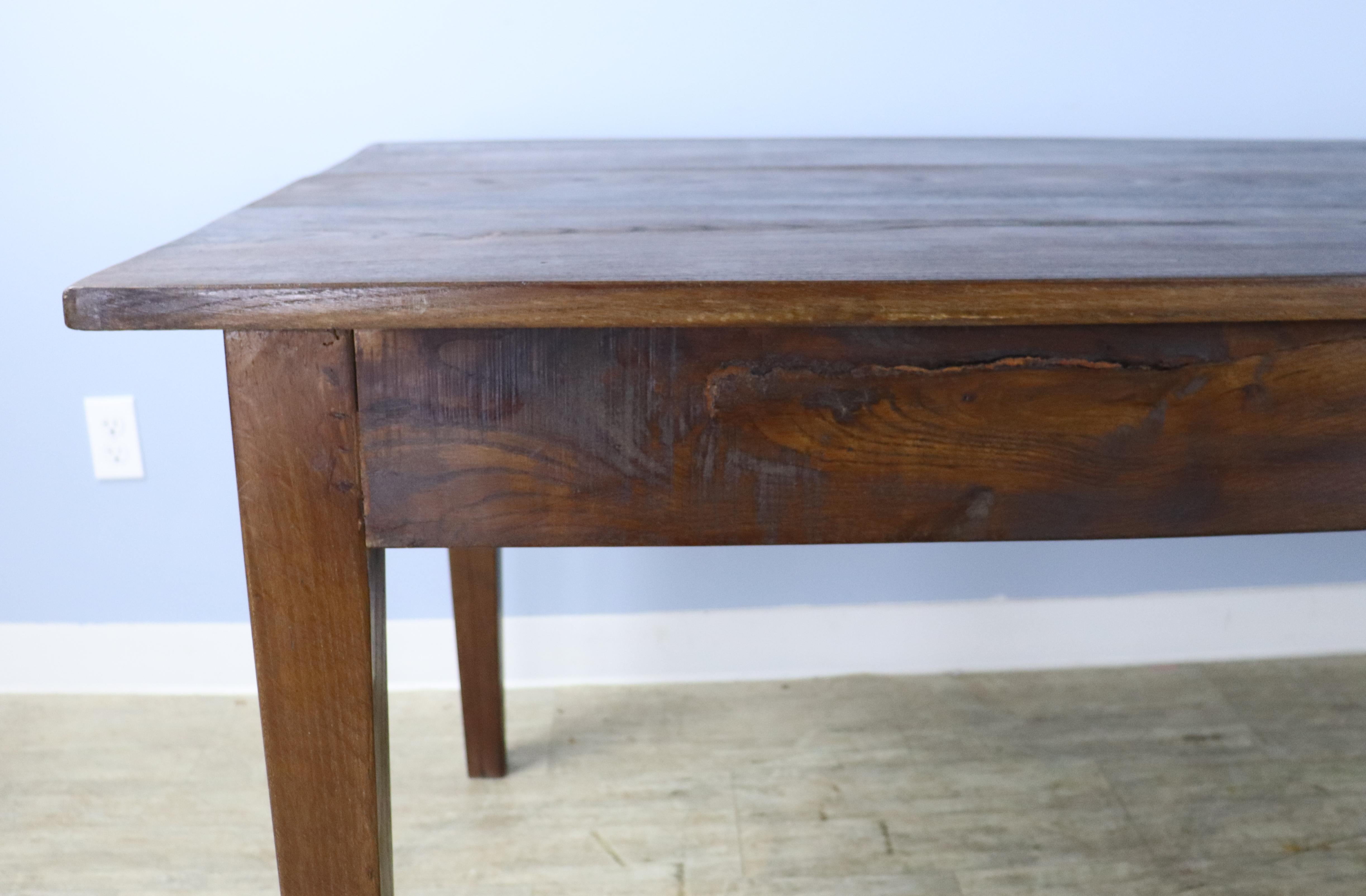Country Chestnut Farm Table with One Drawer For Sale 7