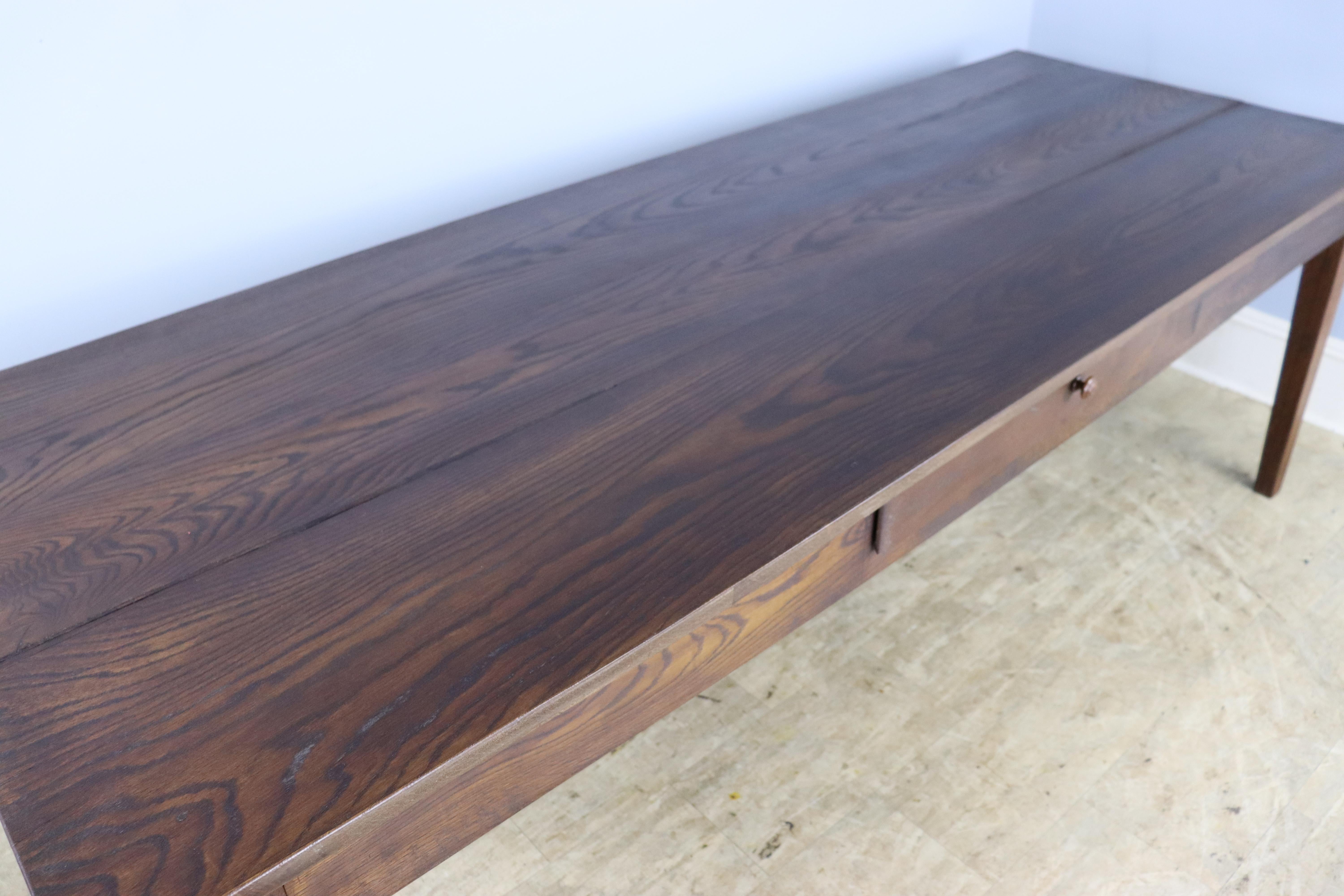 Country Chestnut Farm Table with One Drawer For Sale 1