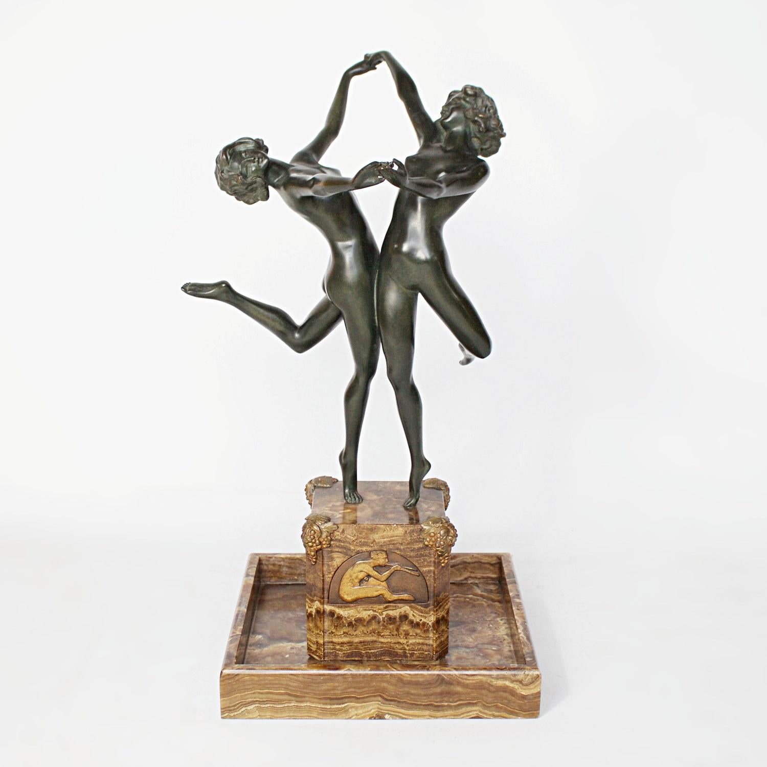 French 'Country Dance' an Art Deco Bronze Sculpture by Claire Jeanne Roberte Colinet 