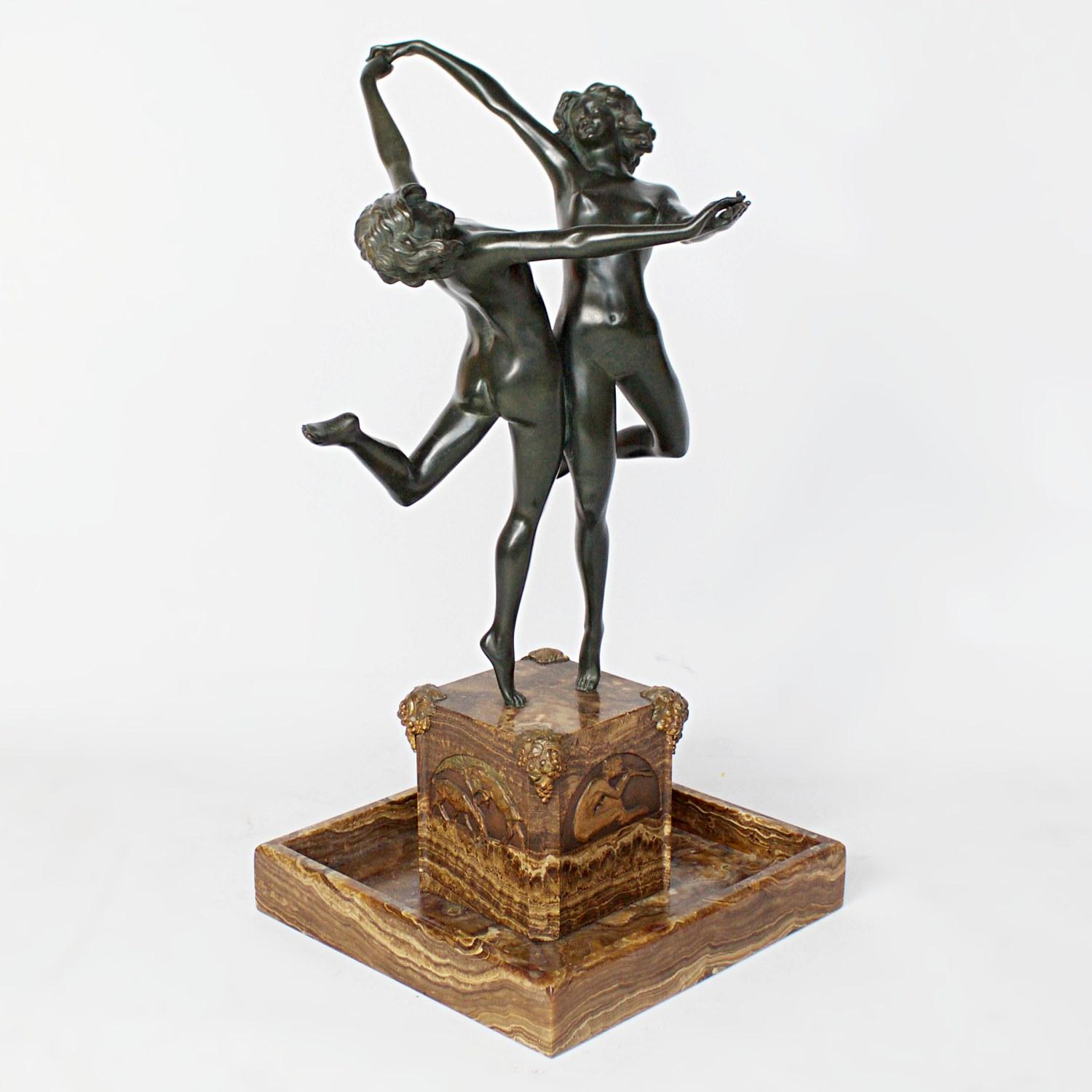 Marble 'Country Dance' an Art Deco Bronze Sculpture by Claire Jeanne Roberte Colinet 