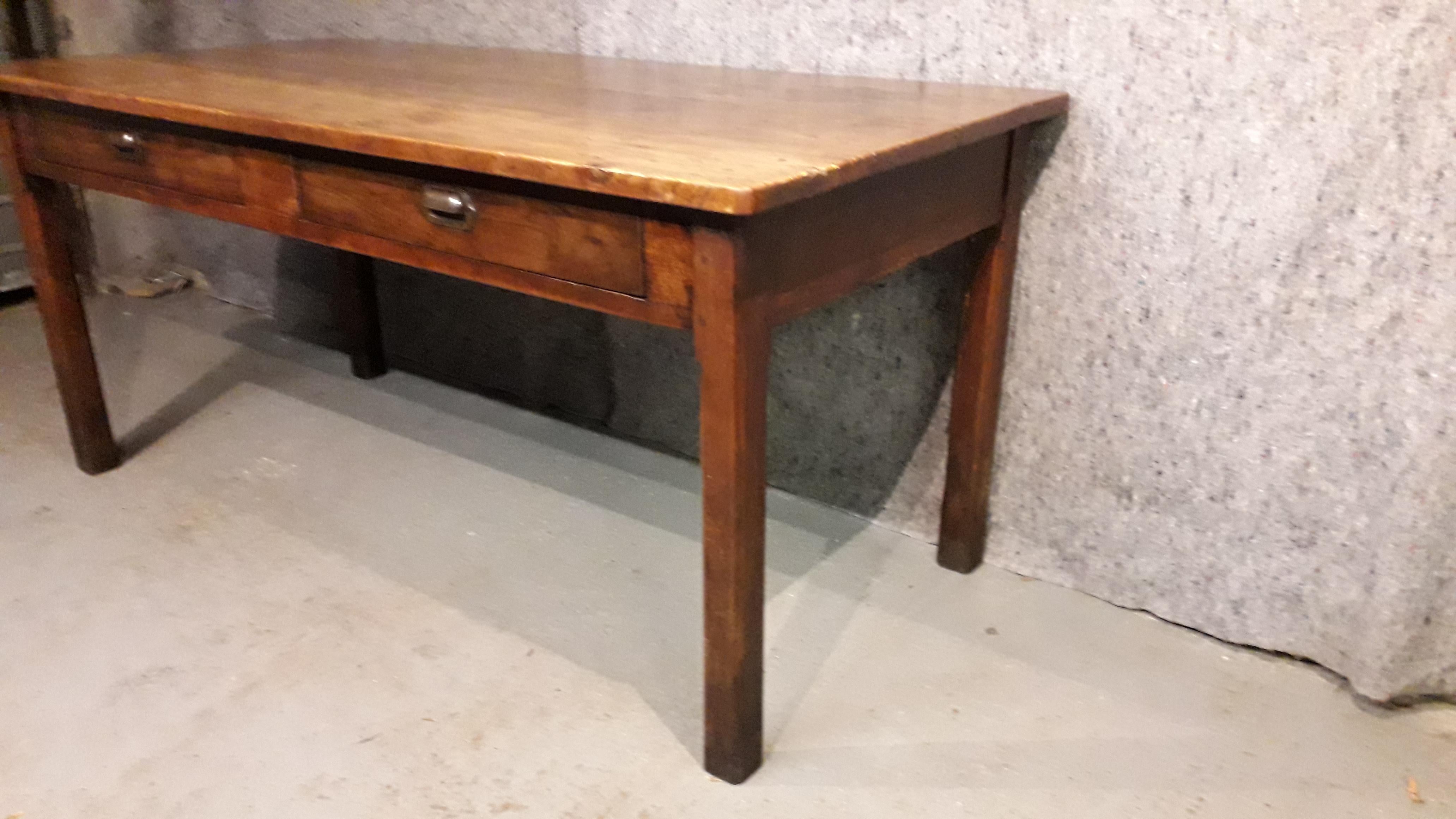 19th Century Country Elm and Cherry Refectory Table 4